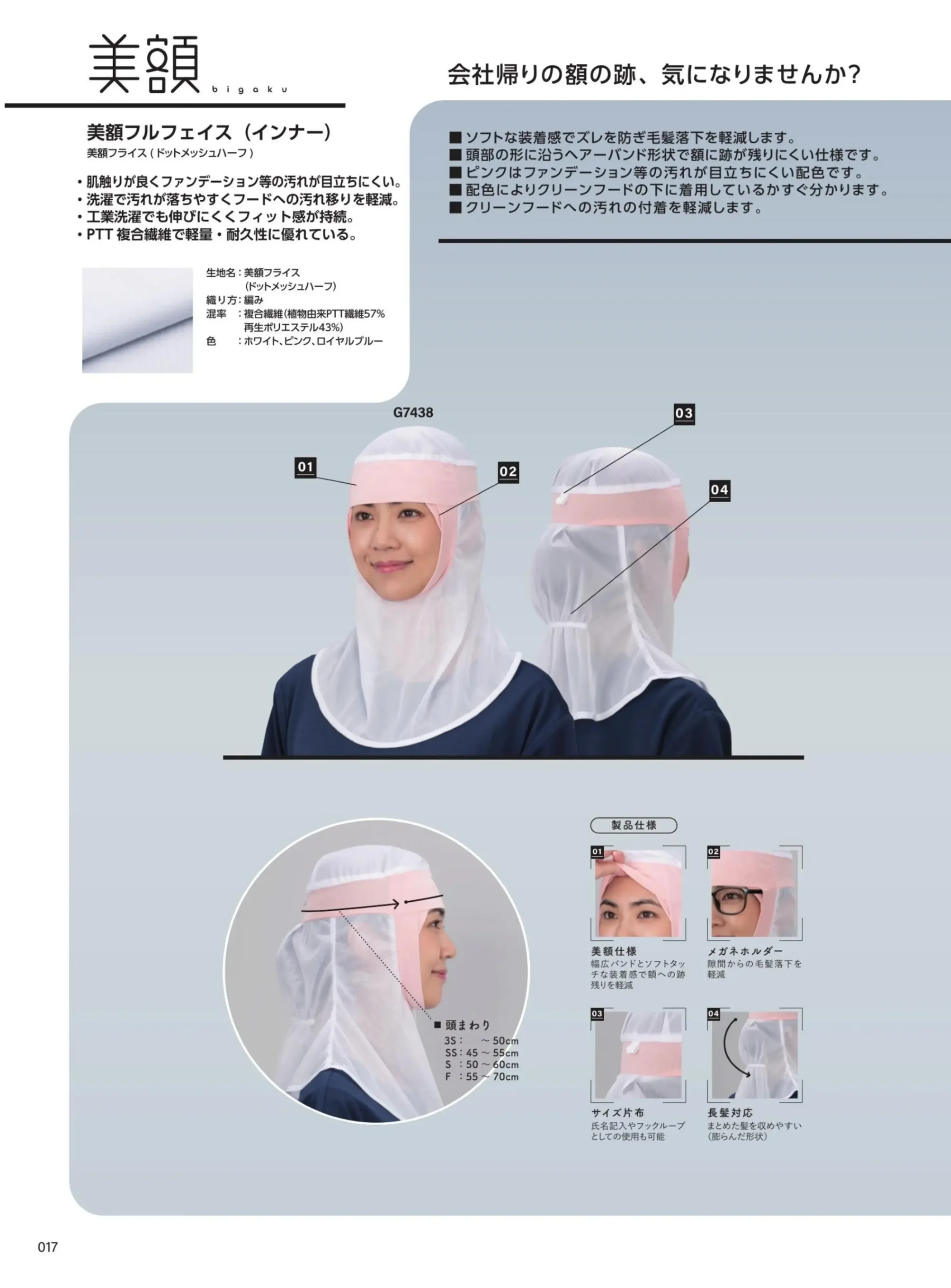 ガードナー G7438 美額フルフェイス インナーフード（5枚入） 関連情報 カタログ 17ページ