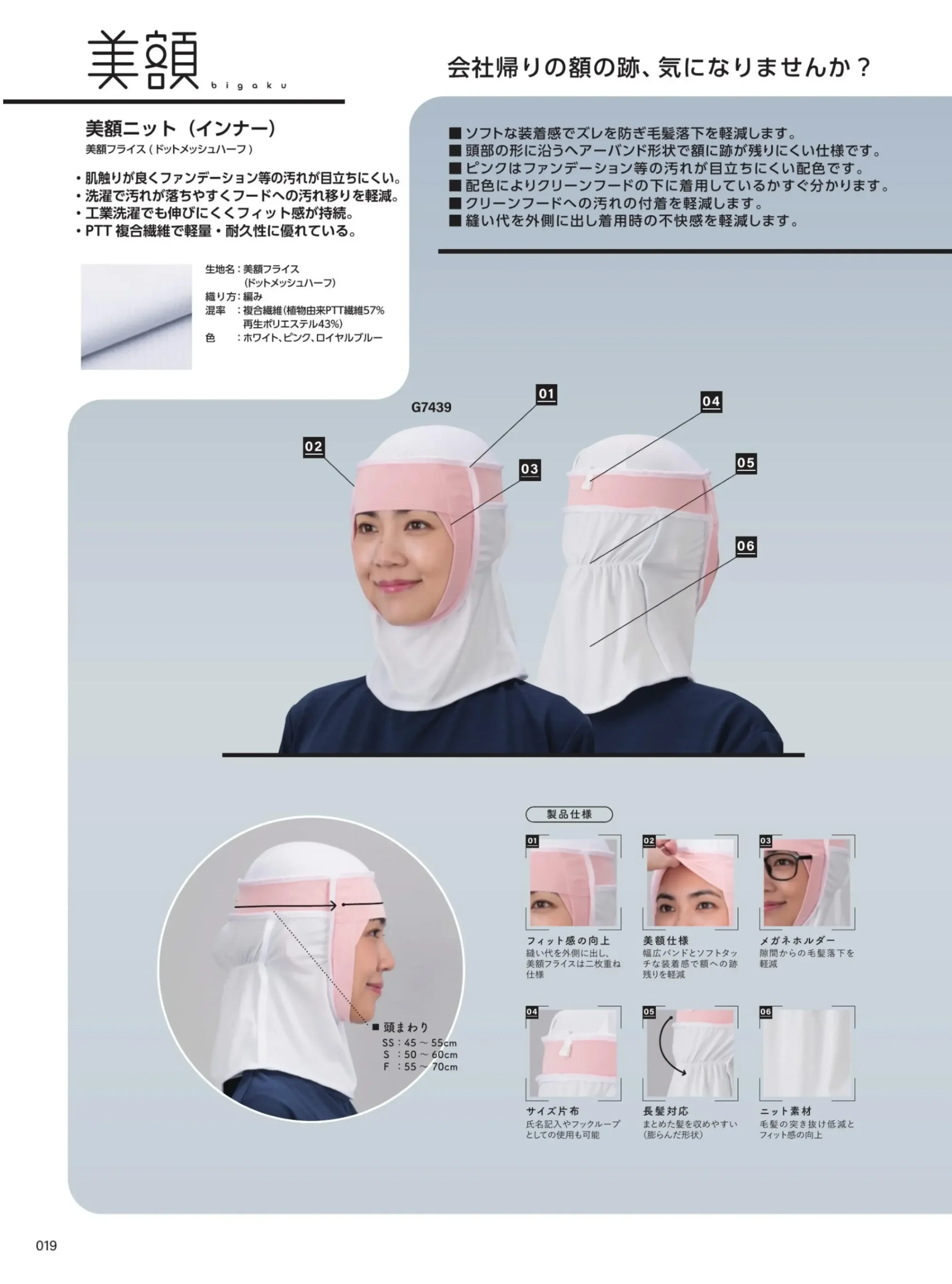 ガードナー G7439 美額ニット インナーフード（5枚入） 関連情報 カタログ 19ページ