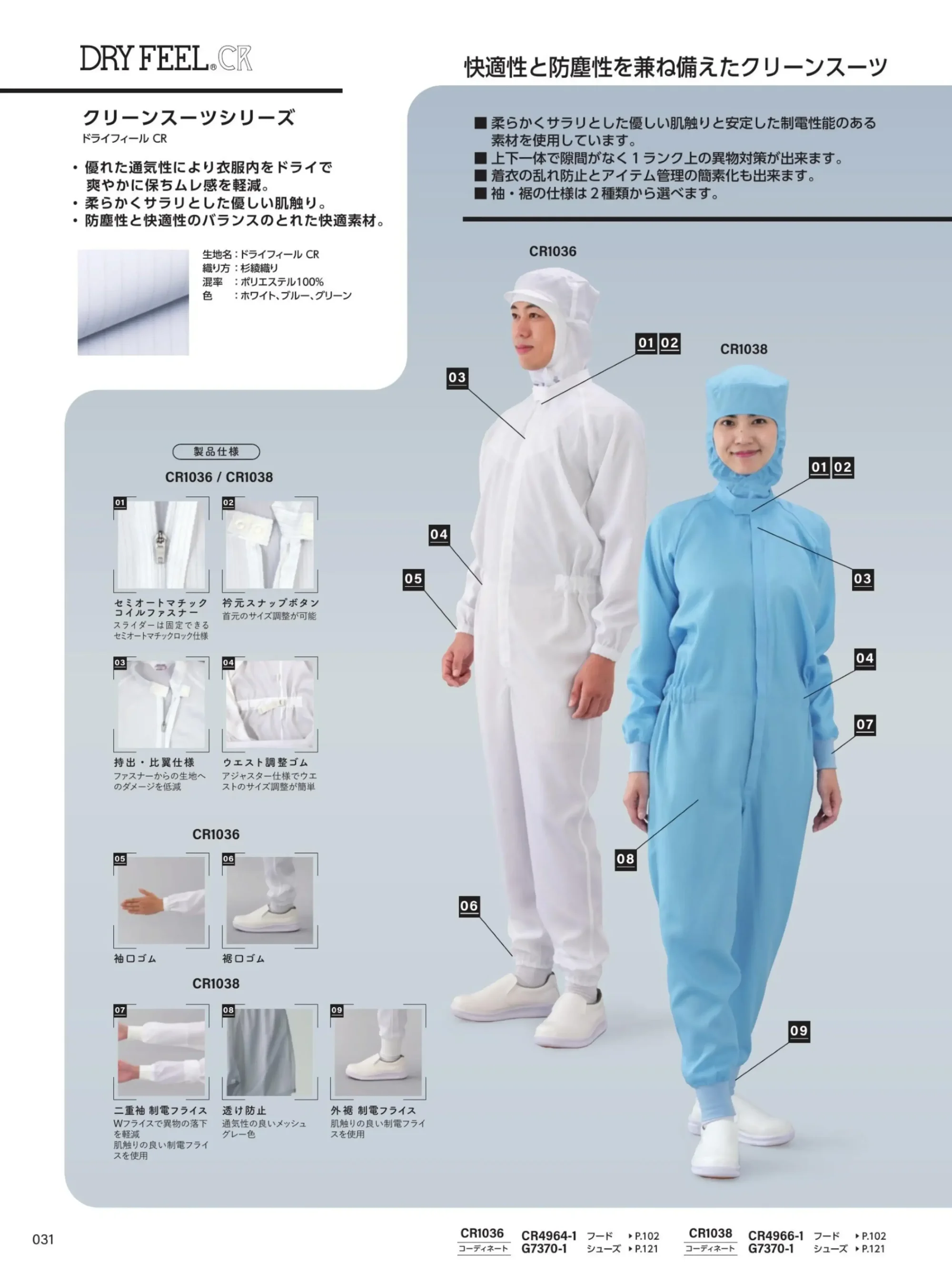 ガードナー CR1036 ドライフィール続き服 関連情報 カタログ 31ページ