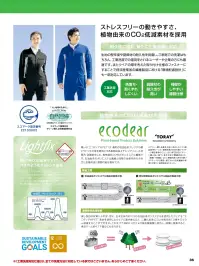 アイトス AZ-1931 長袖ブルゾン（男女兼用） 伸縮自在の高耐久作業服トータルにコーディネートできるタフ＆イージーケアな工業洗濯対応仕様。特徴・帯電防止（JIS規格T8118適合）・型くずれがしにくく、バネのようなストレッチ素材Lightfix®・植物由来のCO2低減素材を採用したecodear®仕様品番:AZ-1931品名:長袖ブルゾン（男女兼用） 関連情報 カタログ 36ページ