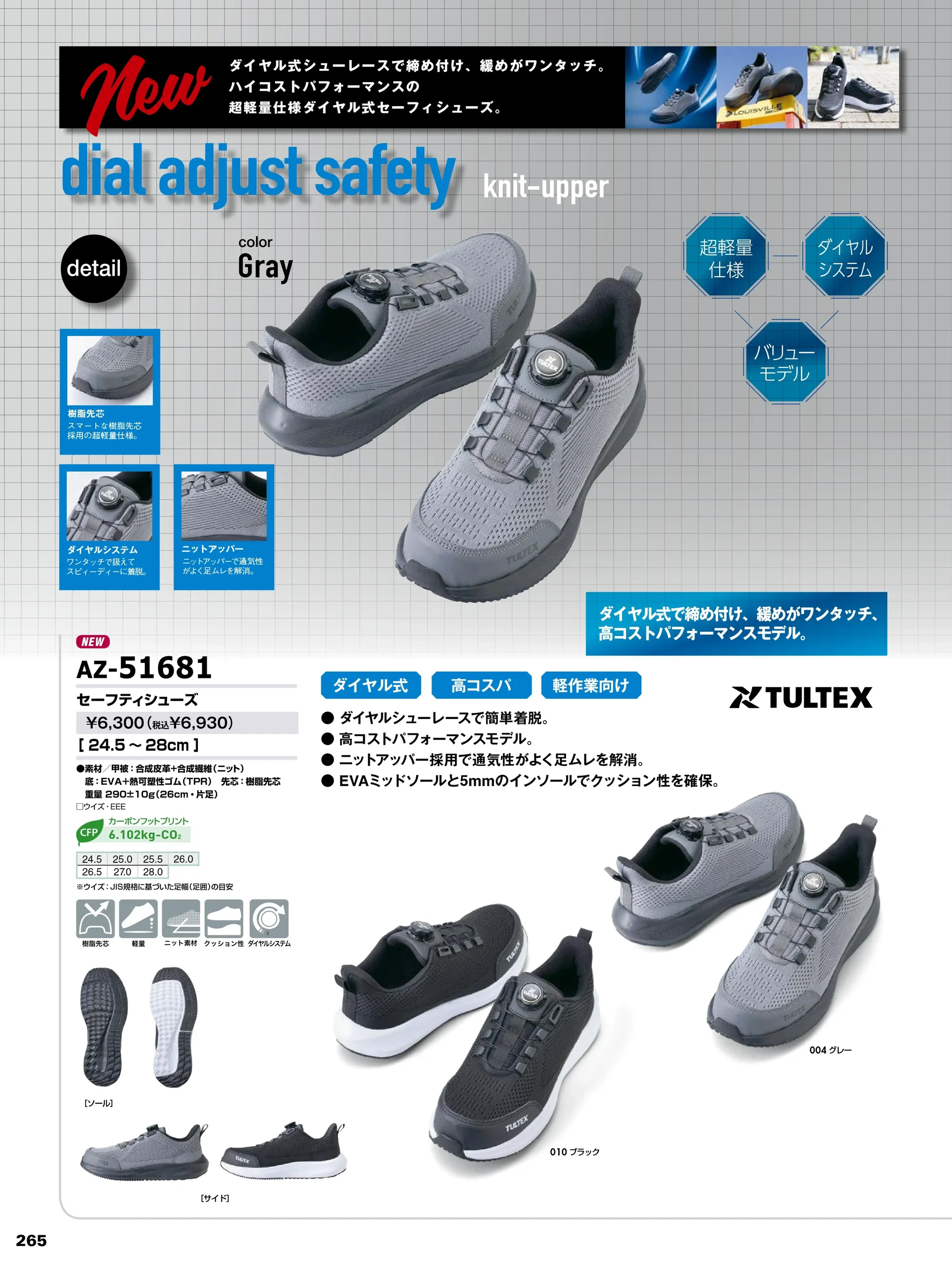 アイトス AZ-51681 セーフティシューズ 関連情報 カタログ 265ページ