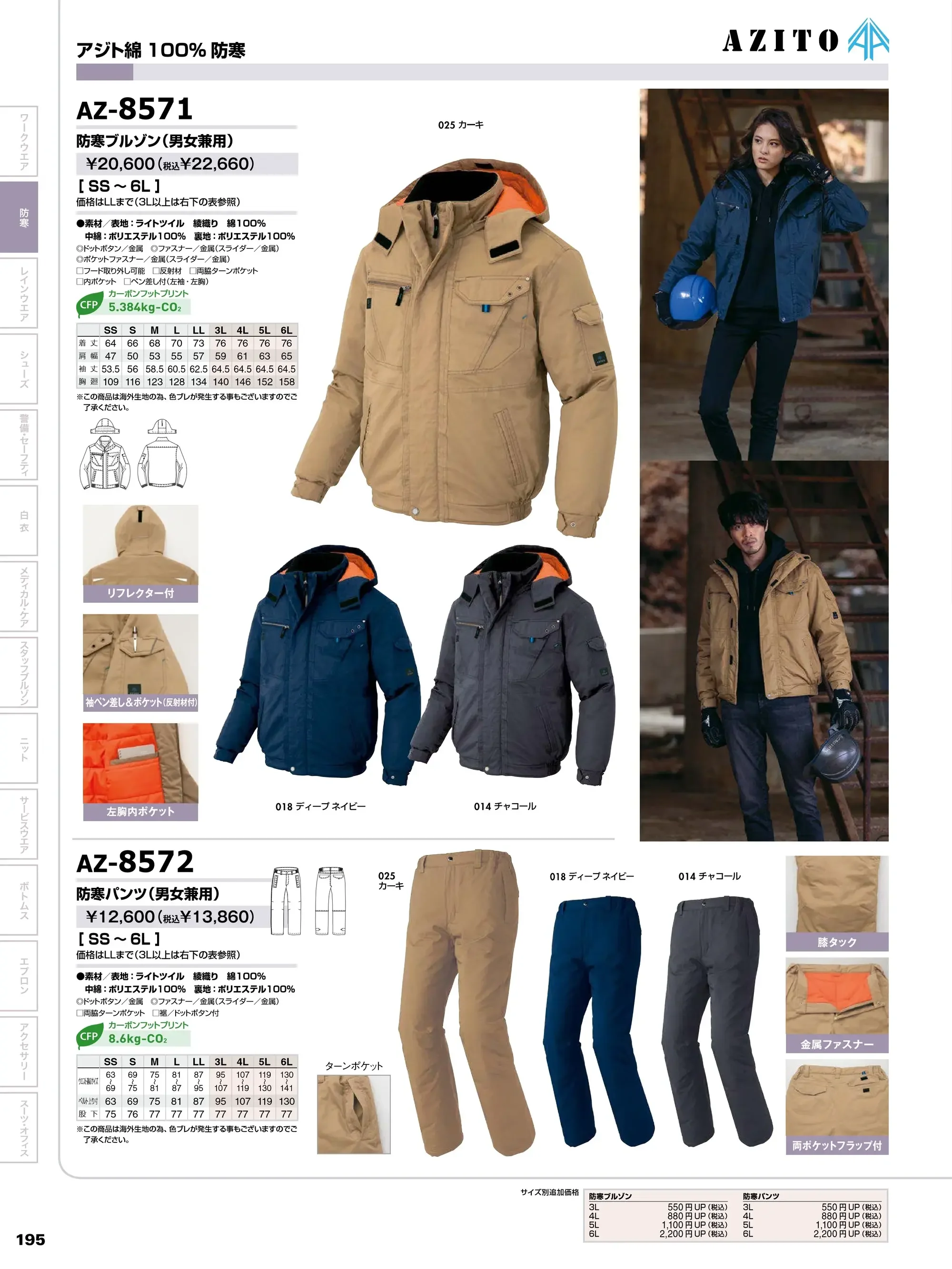 アイトス AZ-8572 防寒パンツ(男女兼用) 関連情報 カタログ 195ページ