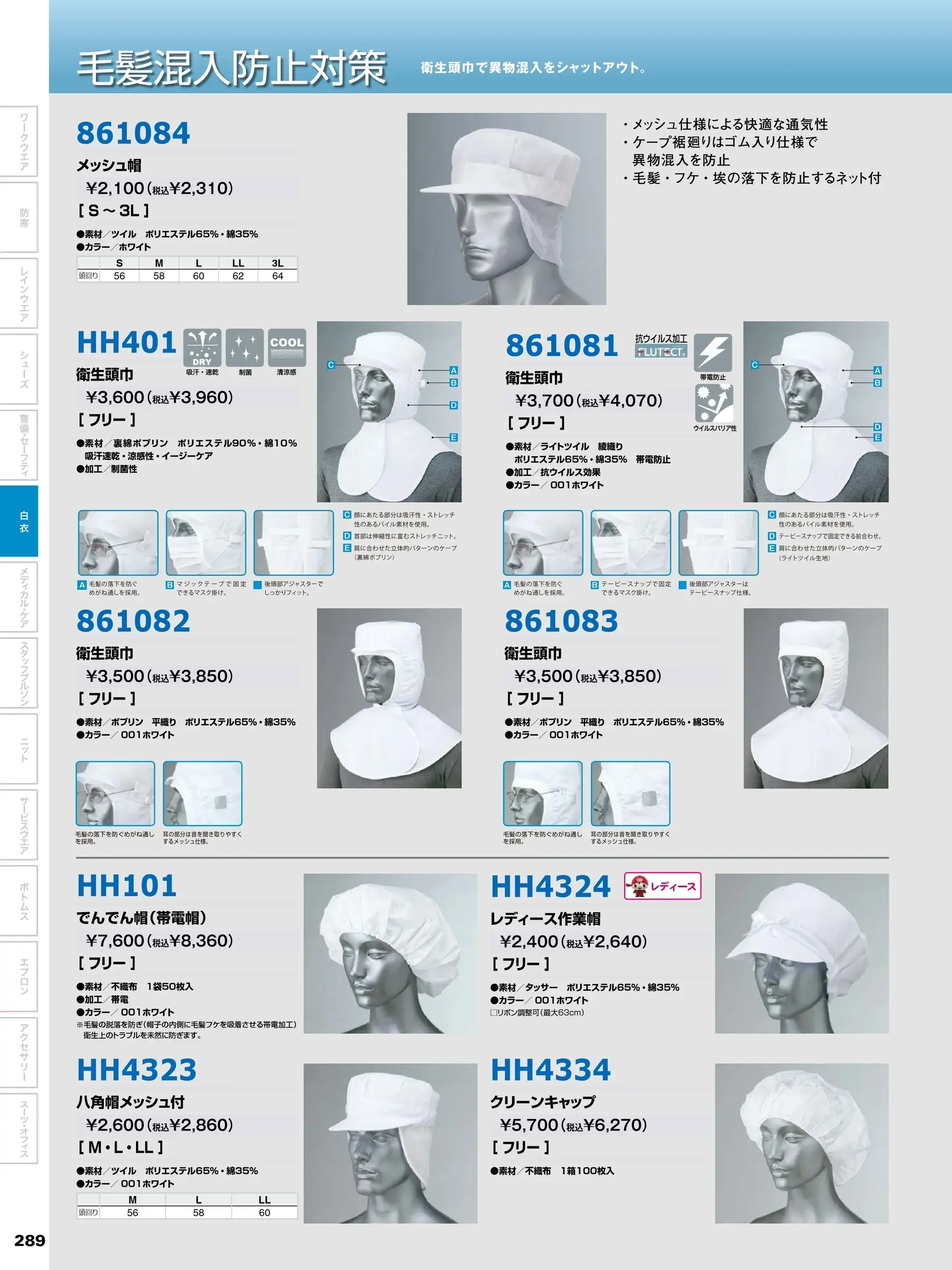 アイトス HH4323 八角帽メッシュ付 関連情報