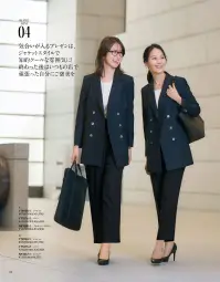 アルファピア YT4928-1 ジャケット 【 Think outside the box 】 × 【  Think Sustainability 】枠にとらわれない仕事服の提案 ×サステナビリティーに配慮したモノづくりわたし、を着る今日のわたしにフィットするわたしのための仕事服毎日着るユニフォームも私服のようにその日の予定や気分に合わせて選べたら、仕事に対するモチベーションはもっと高まるはず。働き方や働く場所が多様化する今だからこそ、優先すべきは「今日のわたし」。自分軸で着る、新しい仕事スタイルのはじまりです。ダブルボタン仕様のロングジャケット。ウエストを少し絞ることで着こなしやすいシルエットに。シルバーのメタルボタンがアクセント。【YUKI TORII】×【環境に優しい無水プリントAirDye®】地球環境にやさしい染色技術とコラボしたサスティナブル・テキスタイル従来のプリント・染色方法と比較するとAirDye®技術は最大95％の水と86％のエネルギー量、そして84％の温室効果ガスを節約することが出来ます。洋服1着あたり170リットルもの節水効果があります。■AirDye®ストライプ■・環境へのやさしさを考えた無水プリントAirDye®を採用・ウールのような暖かみと上質な肌触り・適度なストレッチ性で快適な着心地●ヨコ長ポケット…腰ポケットはスマホが横に入れられます。●左胸タフポケット…名札やペンを差しても型くずれしにくい丈夫なポケット●内ポケット（左右）…IDカードを入れるのに便利なタテのポケット口※4Lは受注生産になります。※受注生産品につきましては、ご注文後のキャンセル、返品及び他の商品との交換、色・サイズ交換が出来ませんのでご注意ください。※受注生産品のお支払い方法は、前払いにて承り、ご入金確認後の手配となります。 関連情報 カタログ 62ページ