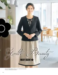 ユーファクトリー M47031 ジャケット 【MARY QUANT】 Gentle Beauty交錯する、凛々しさと清らかさ意思を感じるブラックと優しさを秘めたベージュ。相反する印象をかもしだす2つのカラーを巧みに操って、クールな存在感も可憐な美しさも、着こなし次第で思いのままに。■アクティブストレッチトリコット■高い伸縮性とキックバック性を持つトリコット素材 関連情報 カタログ 192ページ