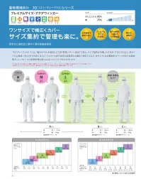 KAZEN KZN401-20 ジャンパー（男女兼用） サイズ集約型のプレミアムサイズワンサイズで広範囲にカバー「3D+プレミアムサイズ」は、「動きやすさ」を追求した「3D+ 特殊パターン設計」に加え、サイズ集約が可能。ただ大きくするのではなく、各サイズに心地よいゆとりを生み出しました。ウエスト寸法や身長の高低差にも幅広く対応するなど、各サイズとも広範囲をカバー出来るため経済的で、ユニフォームの在庫管理も楽になる2つのメリットを生み出します。※カタログ掲載の表はあくまでも目安です。実際に試着の上、サイズをご確認ください。※ボトムスはウエスト適用寸法を目安として、サイズをお選びください。※従来サイズとプレミアムサイズではサイズ感に差がございます為、導入前に必ずご確認をお願いいたします。 関連情報 カタログ 22ページ