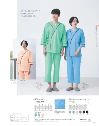 KAZEN 302-46 ニット検診衣パンツ オリジナル性を引き出す、上下組み合わせ自由の患者衣。透け感が気にならない、キレイ色のボトムス。明るいカラー、締め付け感のない着心地のよさ。テープの色でサイズがわかります。*テープカラーSサイズ=エンジMサイズ=オレンジLサイズ=ブラウンLLサイズ=グリーン3Lサイズ=ネイビー 関連情報 カタログ 225ページ