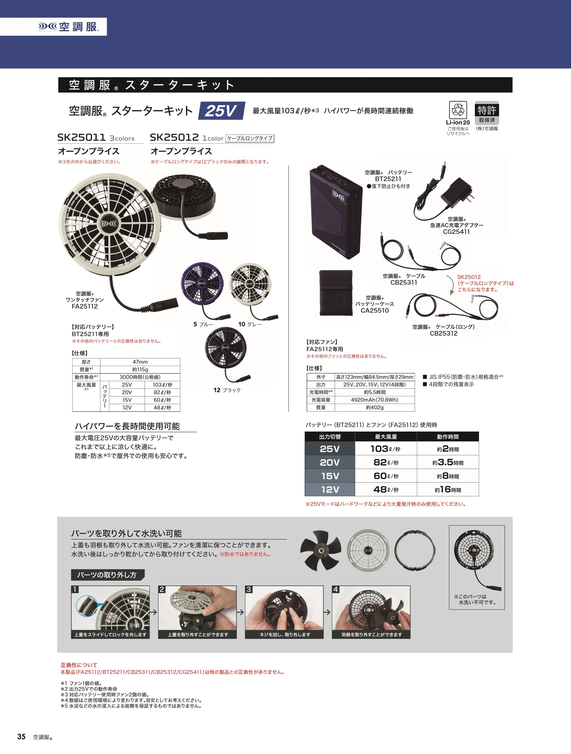 旭蝶繊維 9205 空調服 難燃長袖ブルゾン(ファン・バッテリー別売り) 関連情報 カタログ 35ページ