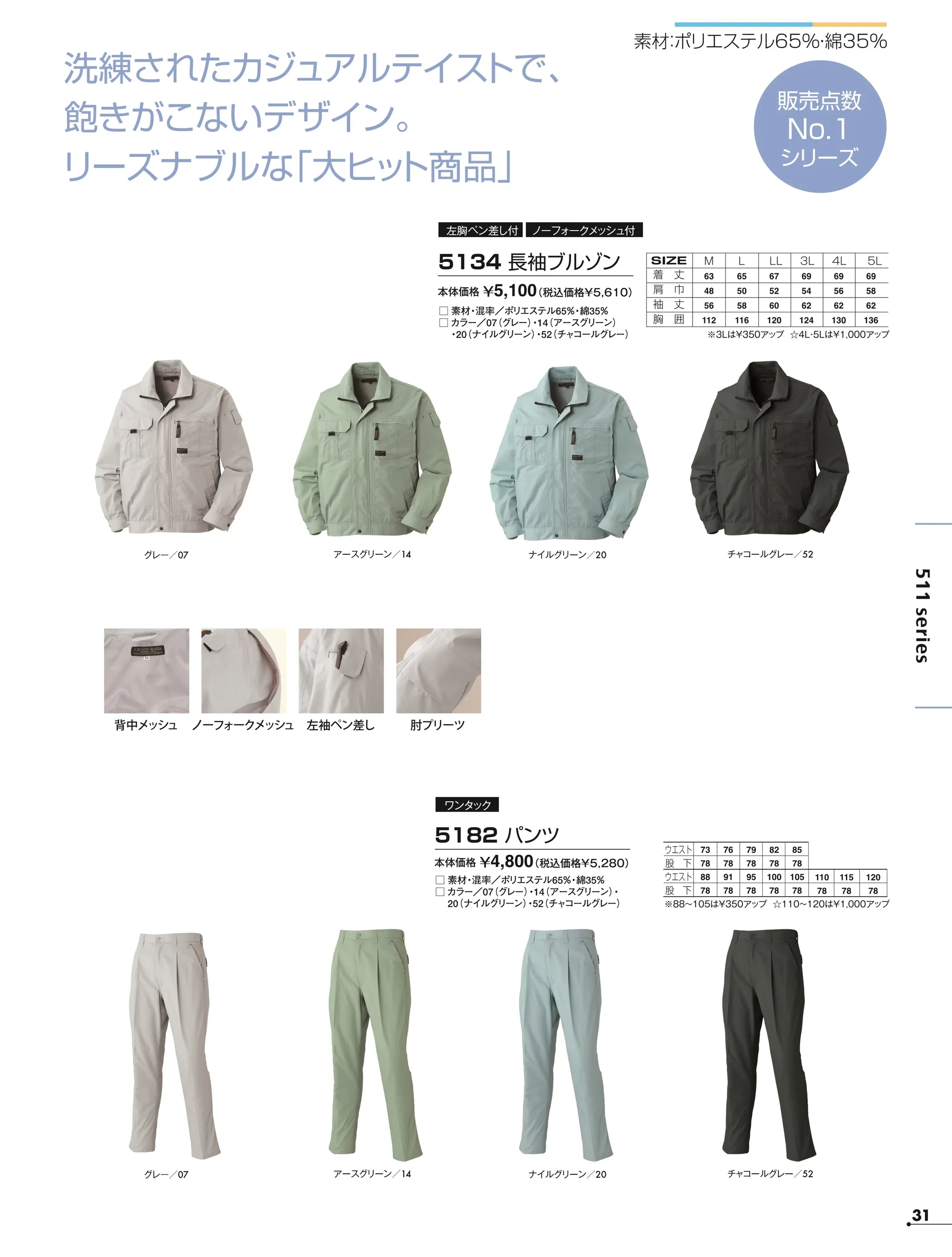 アタックベース 517-1 カーゴパンツ（5171） 関連情報 カタログ 31ページ