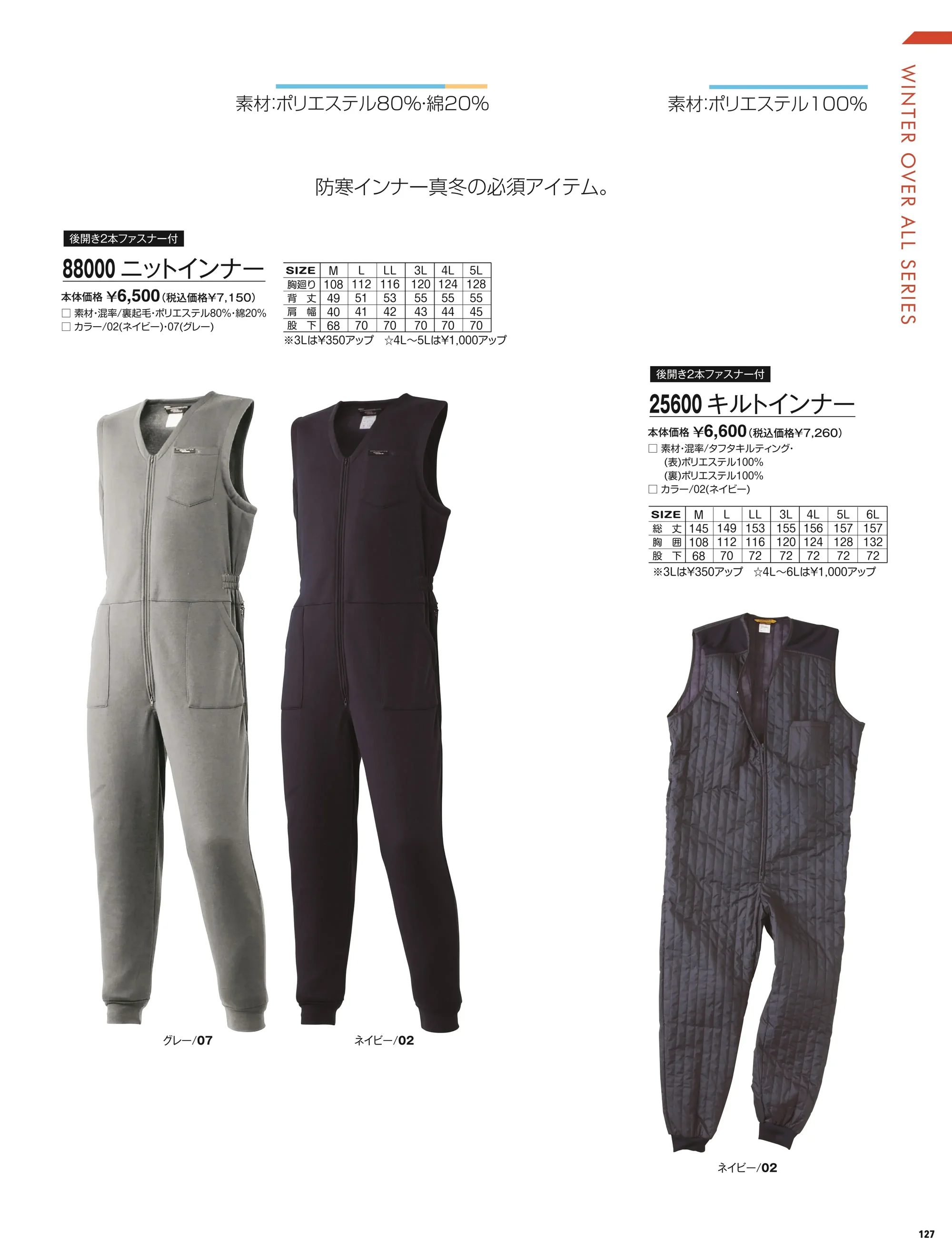 アタックベース 8511-30 防寒ツナギ（851130） 関連情報 カタログ 127ページ