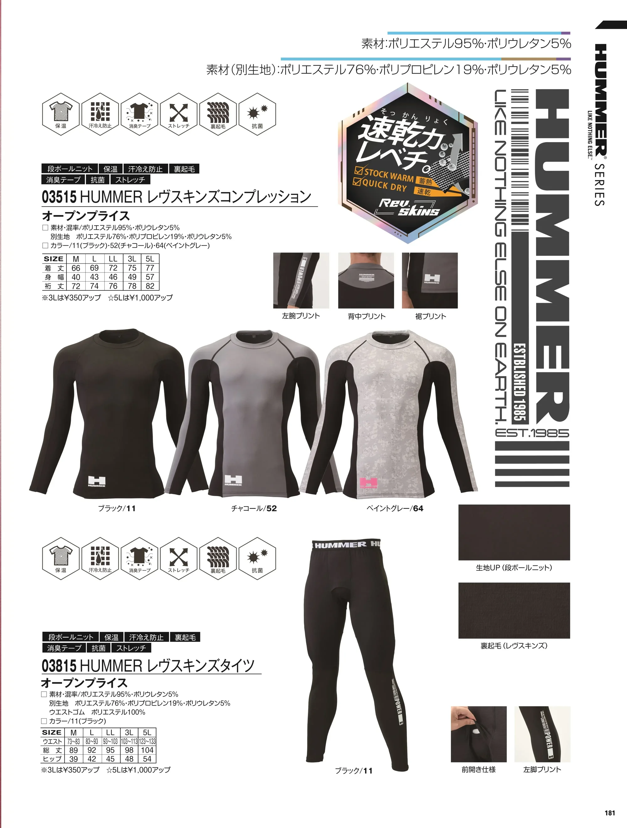 アタックベース 03515 HUMMER レヴスキンズコンプレッション 関連情報 カタログ 181ページ