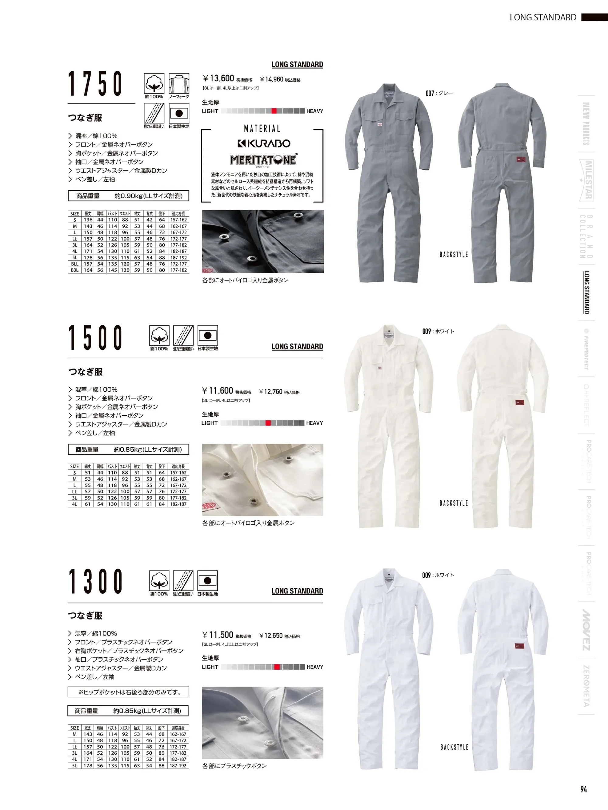 山田辰 1300 つなぎ服 関連情報 カタログ 94ページ