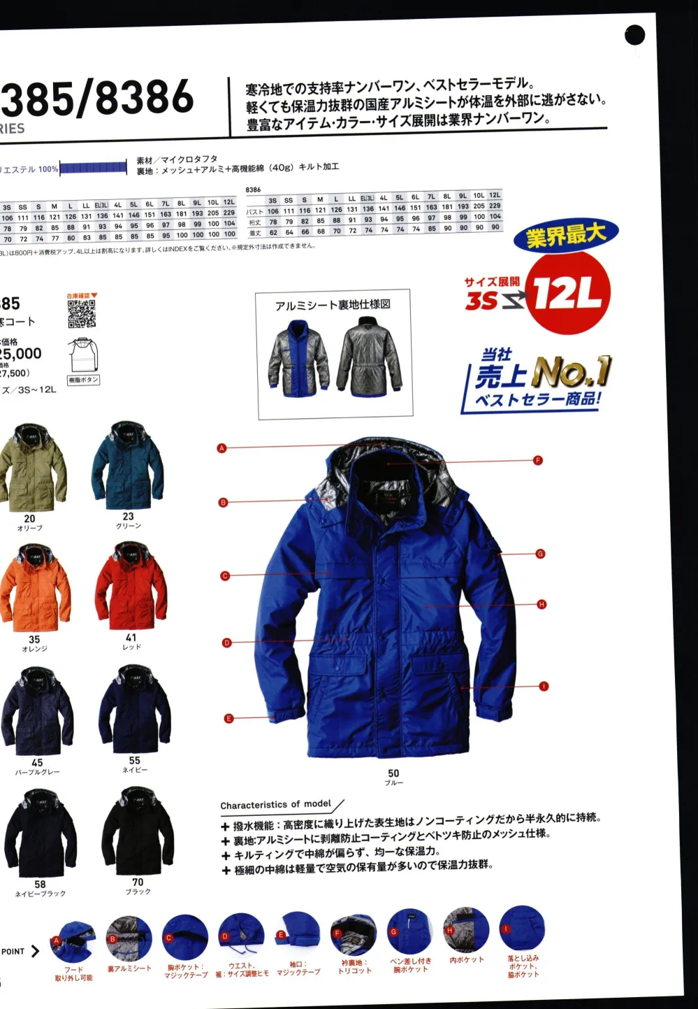 ユニフォーム1.COM 作業服JP 男女ペア ビッグボーン 2024 秋冬 防寒