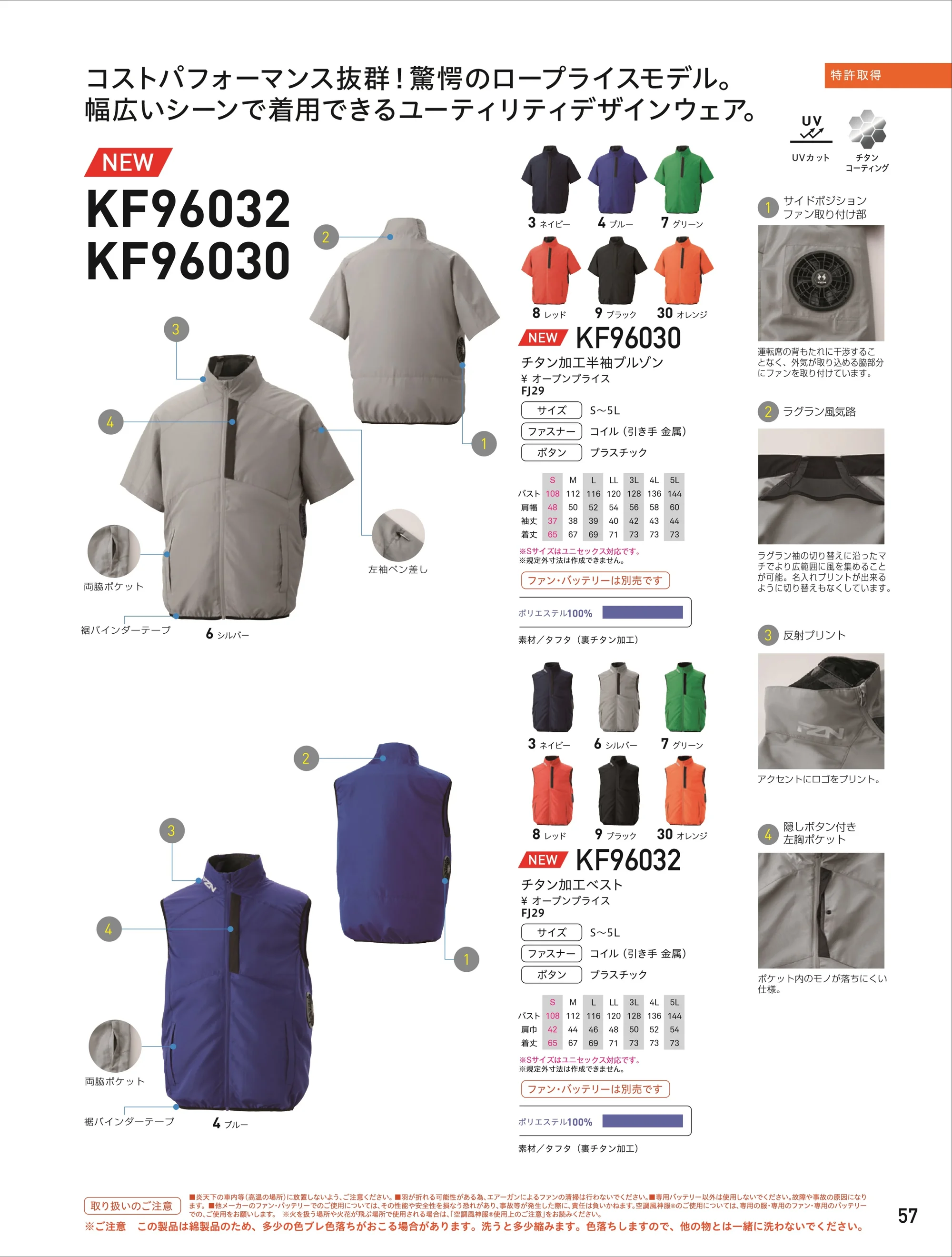 ビッグボーン KF96032 チタン加工ベスト（ファン・バッテリー別売） 関連情報 カタログ 57ページ