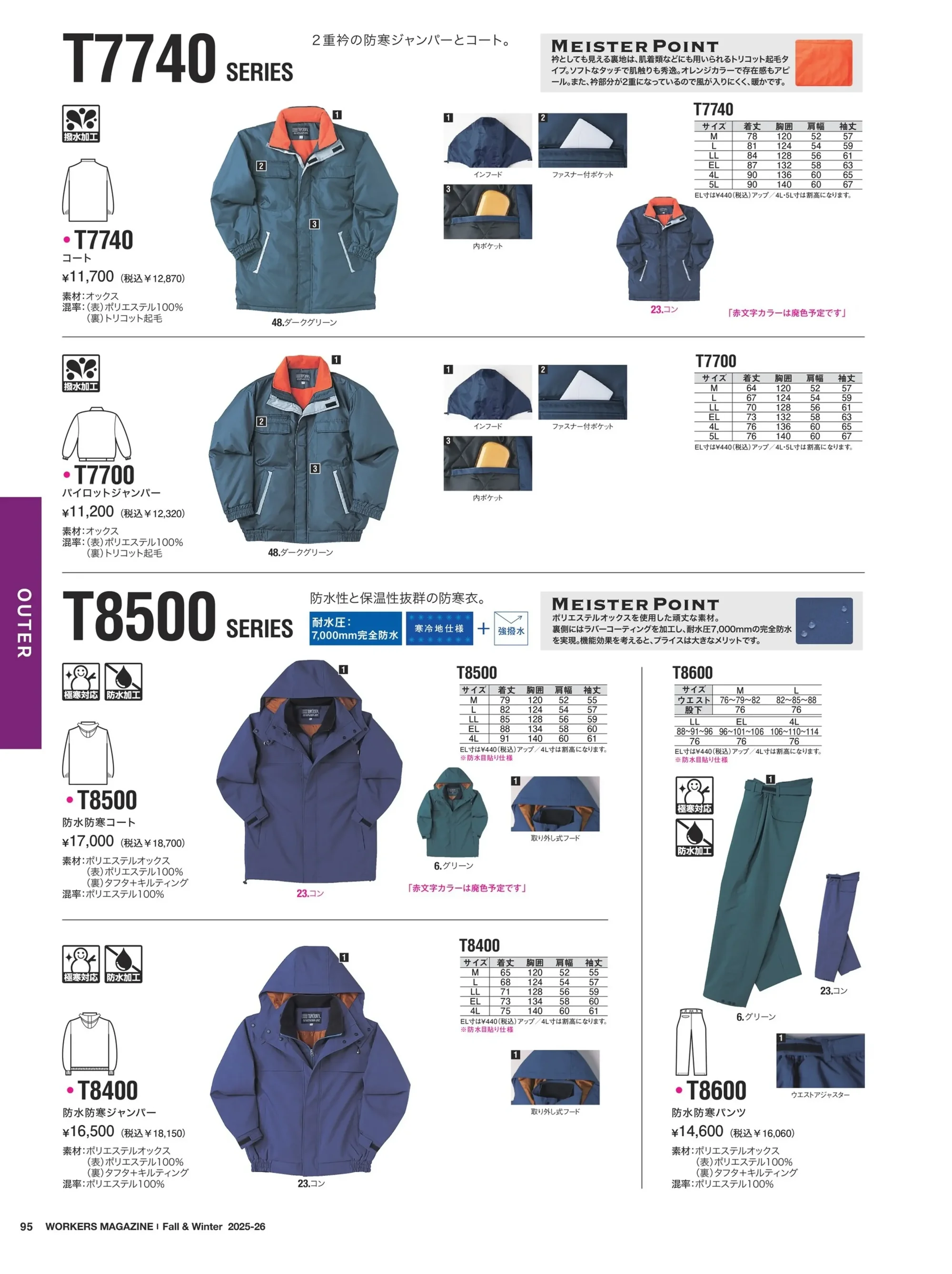中塚被服 T7740 コート 関連情報 カタログ 95ページ