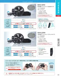 コーコス信岡 RD9420PH 24V仕様 フラットファンセット フラットファン【特長】・最大風量約6.0m3/min・ファンの厚さ:42mm・重量:約105g・ウェアから飛び出さない【セット内容】〇ハイパワーファン2個〇ファン用ケーブル1本【バッテリー互換商品】RD9490PJRD9390PJ※12V仕様との互換性はございません。※この商品はご注文後のキャンセル、返品及び交換は出来ませんのでご注意下さい。※なお、この商品のお支払方法は、先振込（代金引換以外）にて承り、ご入金確認後の手配となります。#空調服 #ファン付ウェア 関連情報 カタログ 143ページ