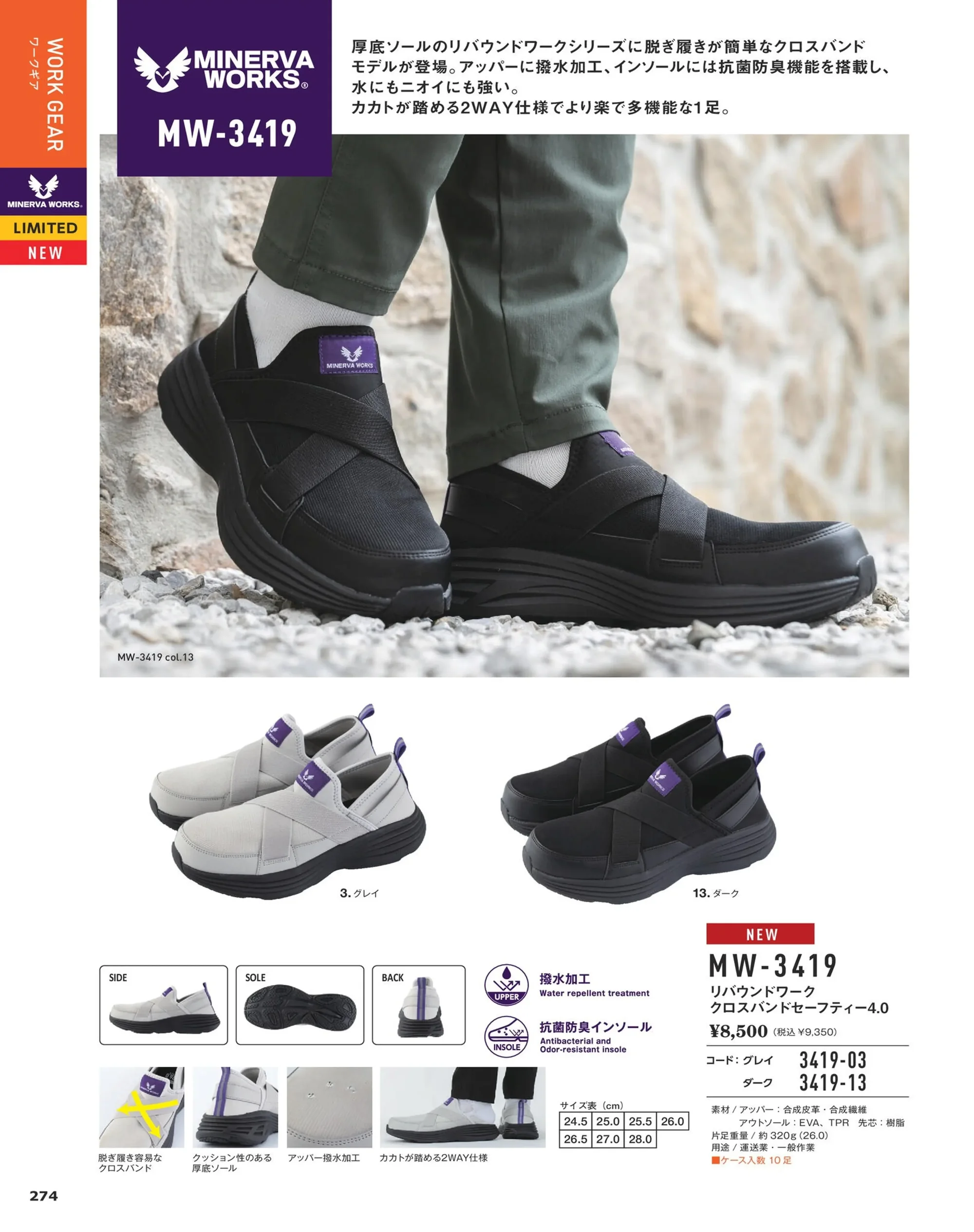 コーコス信岡 MW-3419 リバウンドワーク クロスバンドセーフティー4.0 関連情報 カタログ 274ページ