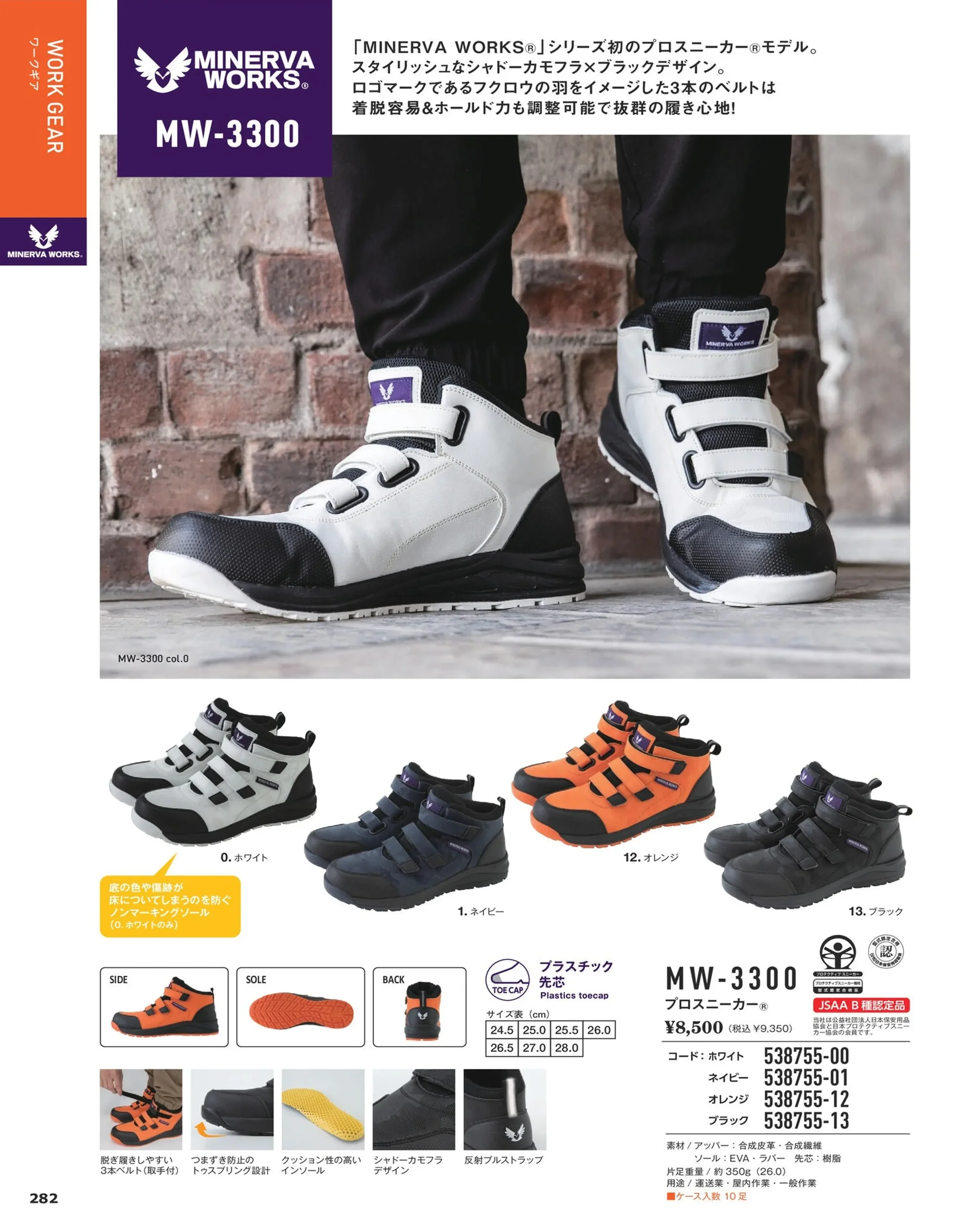 コーコス信岡 MW-3300 プロスニーカー&reg; 関連情報 カタログ 282ページ