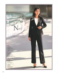 カーシーカシマ EAL1014 ストレートパンツ EAL1014 ストレートパンツベーシックな生地にほどよい艶感をプラスした新鮮なルックス。ウエストにはインカムループ付き。特徴●タテ・ヨコ方向に伸縮性のある2WAYストレッチ●吸汗、速乾性に優れています●抗菌性が高く、ニオイがつきにくい抗菌防臭素材●環境に配慮した素材を使用したサステイナブル素材●グリーン購入法対応商品●静電気防止機能あり●ウエスト部分やゴムを傷めず、ずっとキレイに着られるインカムループ付き●打ち込み式のホック仕様●折り山にステッチを入れたセンタープレス加工仕様品番：EAL1014品名：ストレートパンツカラー：52 ネイビーストライプ、510 ブラックストライプサイズ：5号、7号、9号、11号、13号、15号、17号、19号、21号、23号※この商品は股下フリーのため、着用するには丈詰めが必要です。※23号は受注生産になります。※受注生産品につきましては、ご注文後のキャンセル、返品及び他の商品との交換、色・サイズ交換が出来ませんのでご注意ください。※受注生産品のお支払い方法は、前払いにて承り、ご入金確認後の手配となります。 関連情報 カタログ 19ページ