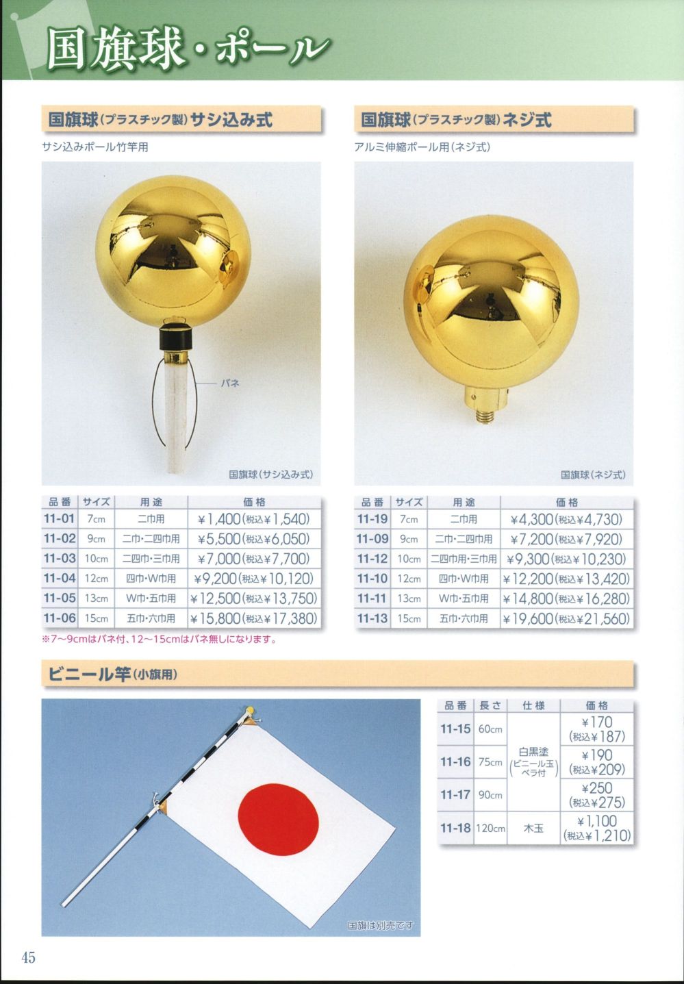 国旗球（金球） 15cm ネジ式 - イベント、販促用