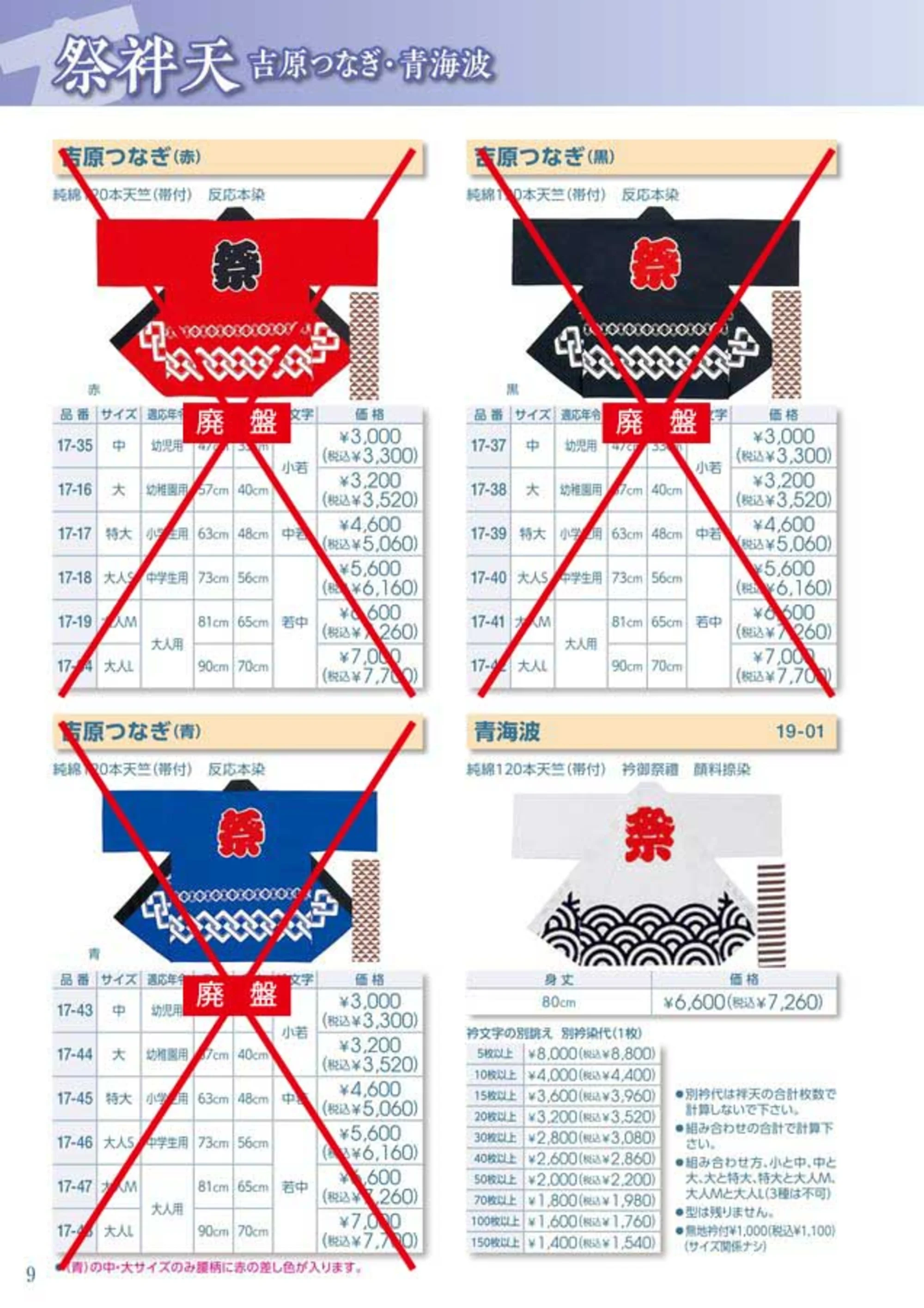 平井旗 19-01 祭袢天 青海波 関連情報 カタログ 9ページ