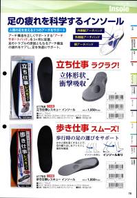 福徳産業 1769 歩き仕事レスキュー インソール 足の疲れを科学するインソールアーチ構造を正しくサポートする「アーチサポートパッド」を3ヶ所に配置。足のトラブルの原因ともなるアーチ構造の崩れをケアし、足を快適にサポート。●歩行時の足の運びをサポートかかと部を高くすることで、足の蹴り出しをアシストし疲労を軽減。※この商品はご注文後のキャンセル、返品及び交換は出来ませんのでご注意下さい。※なお、この商品のお支払方法は、先振込（代金引換以外）にて承り、ご入金確認後の手配となります。 関連情報 カタログ 78ページ