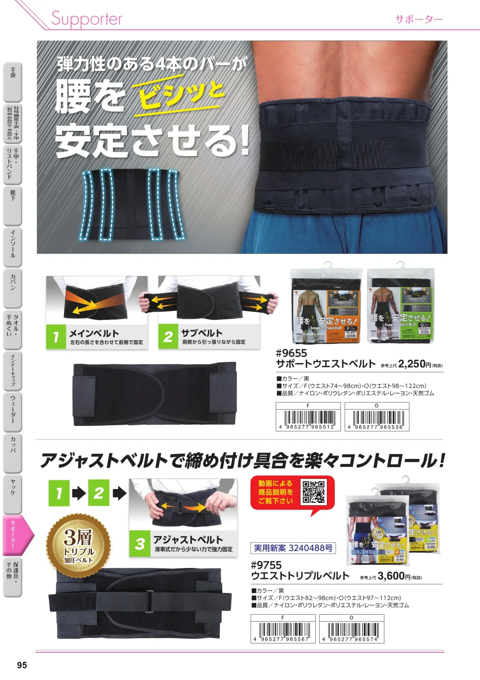 福徳産業 1791 快適腰サポーター ワイド 関連情報 カタログ 95ページ