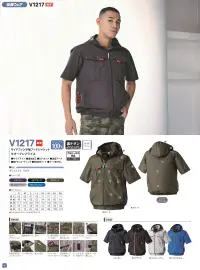 村上被服 V1217 サイドファン半袖フードジャケット（ファン・バッテリー・保冷剤別売） 関連情報 カタログ 6ページ