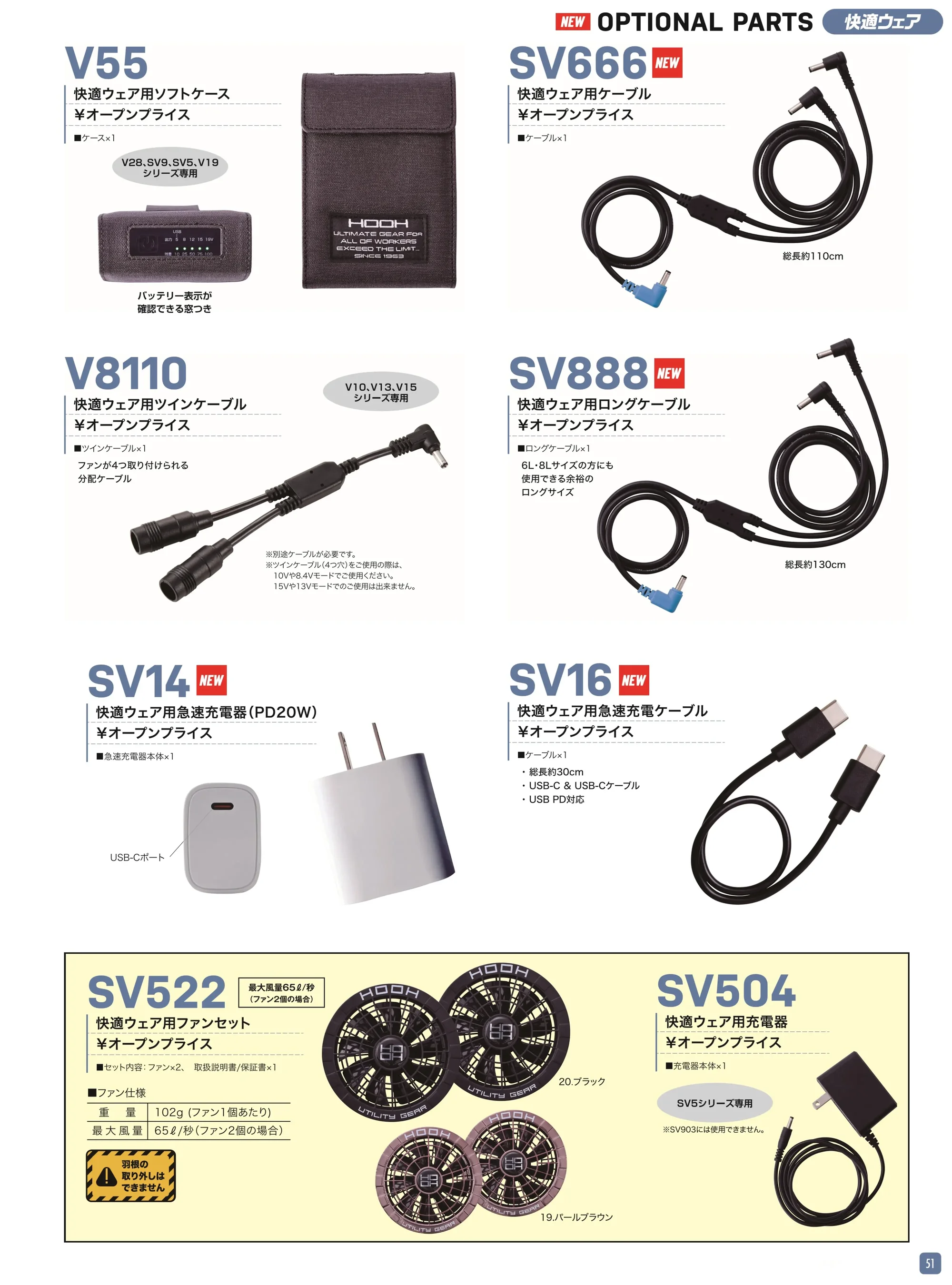村上被服 SV14 快適ウェア用急速充電器(PD20W) 関連情報 カタログ 51ページ