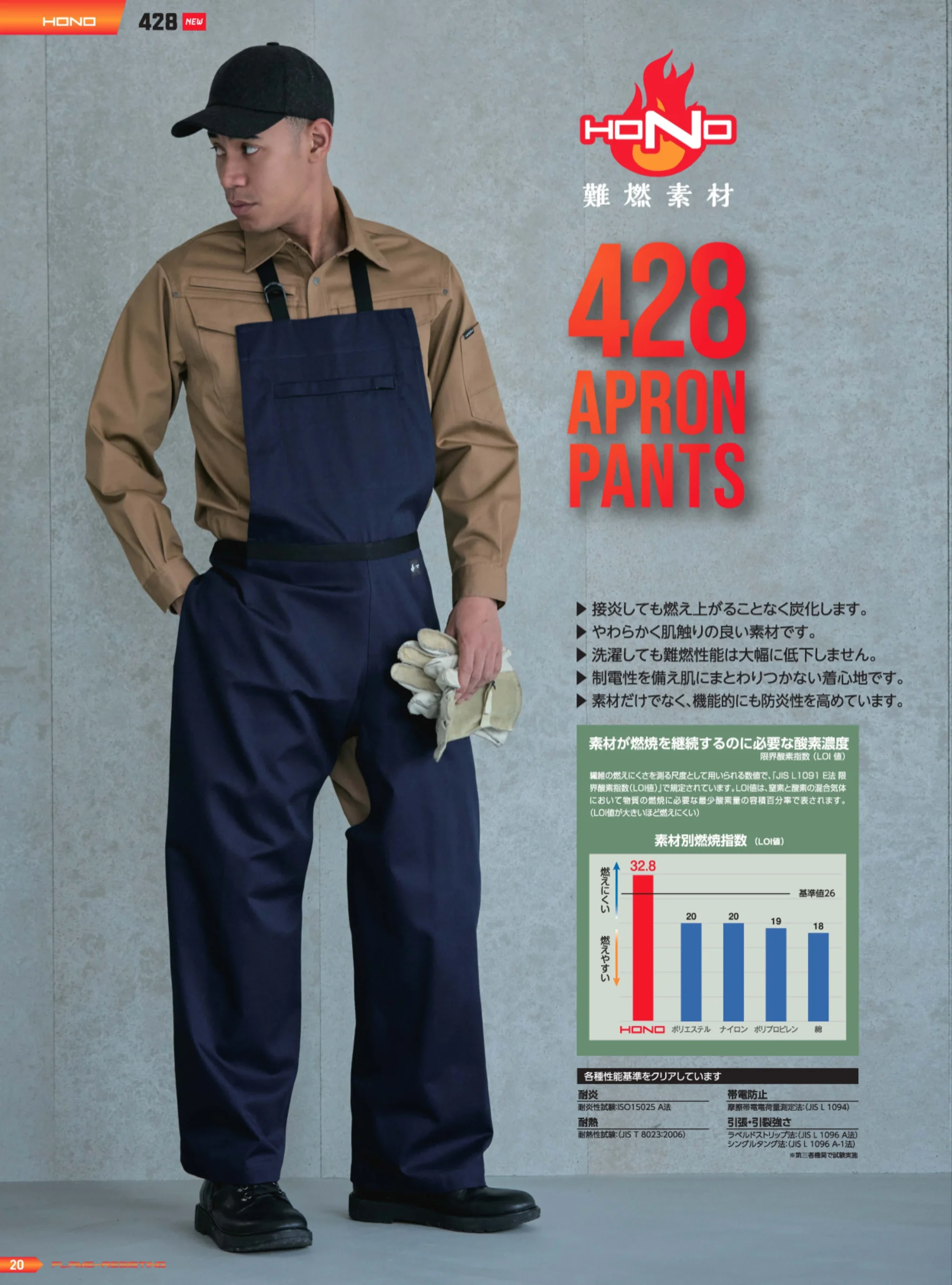村上被服 428 難燃エプロンパンツ 関連情報 カタログ 20ページ
