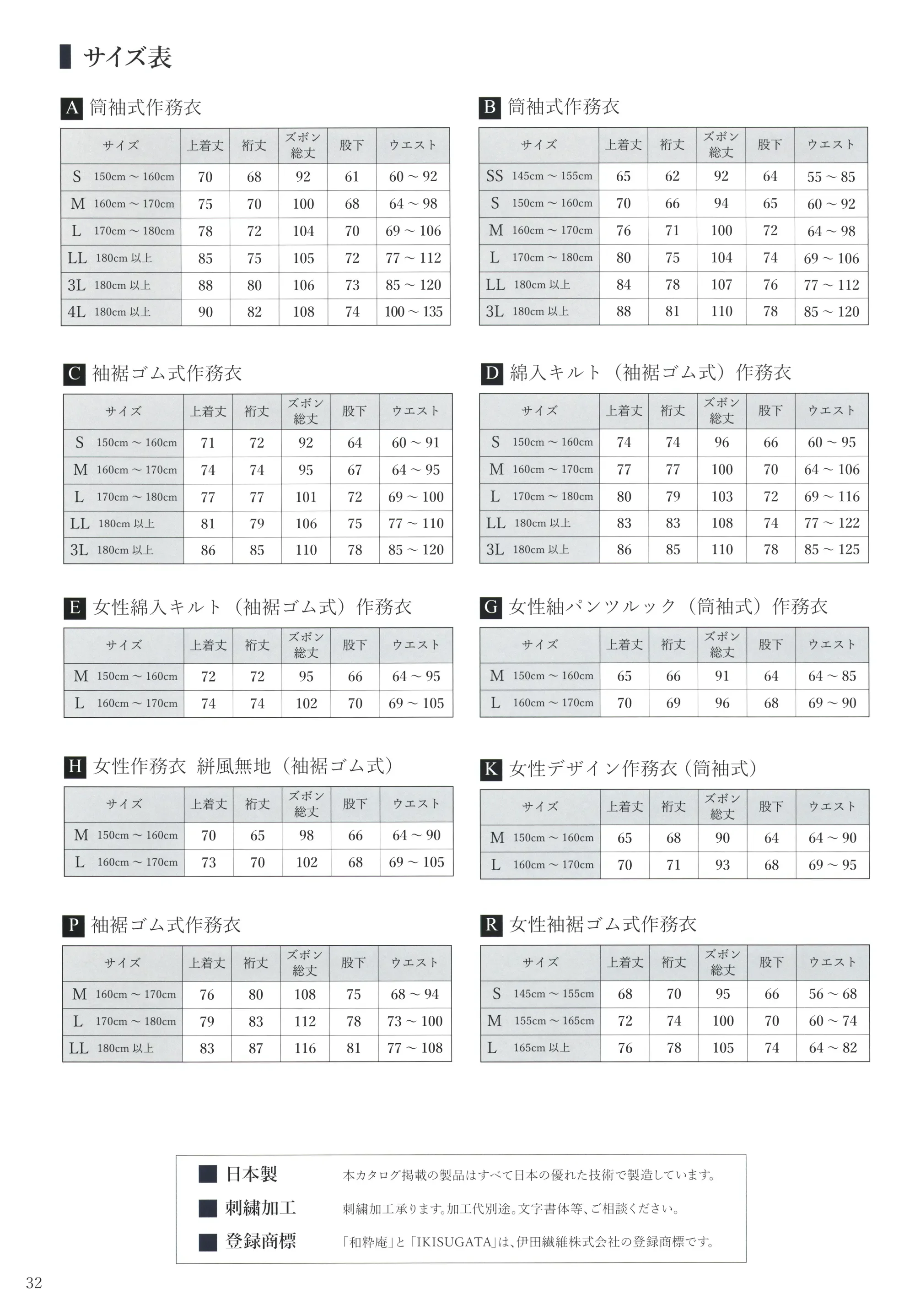 伊田繊維 8026 杢糸織デザイン作務衣 関連情報 カタログ 32ページ