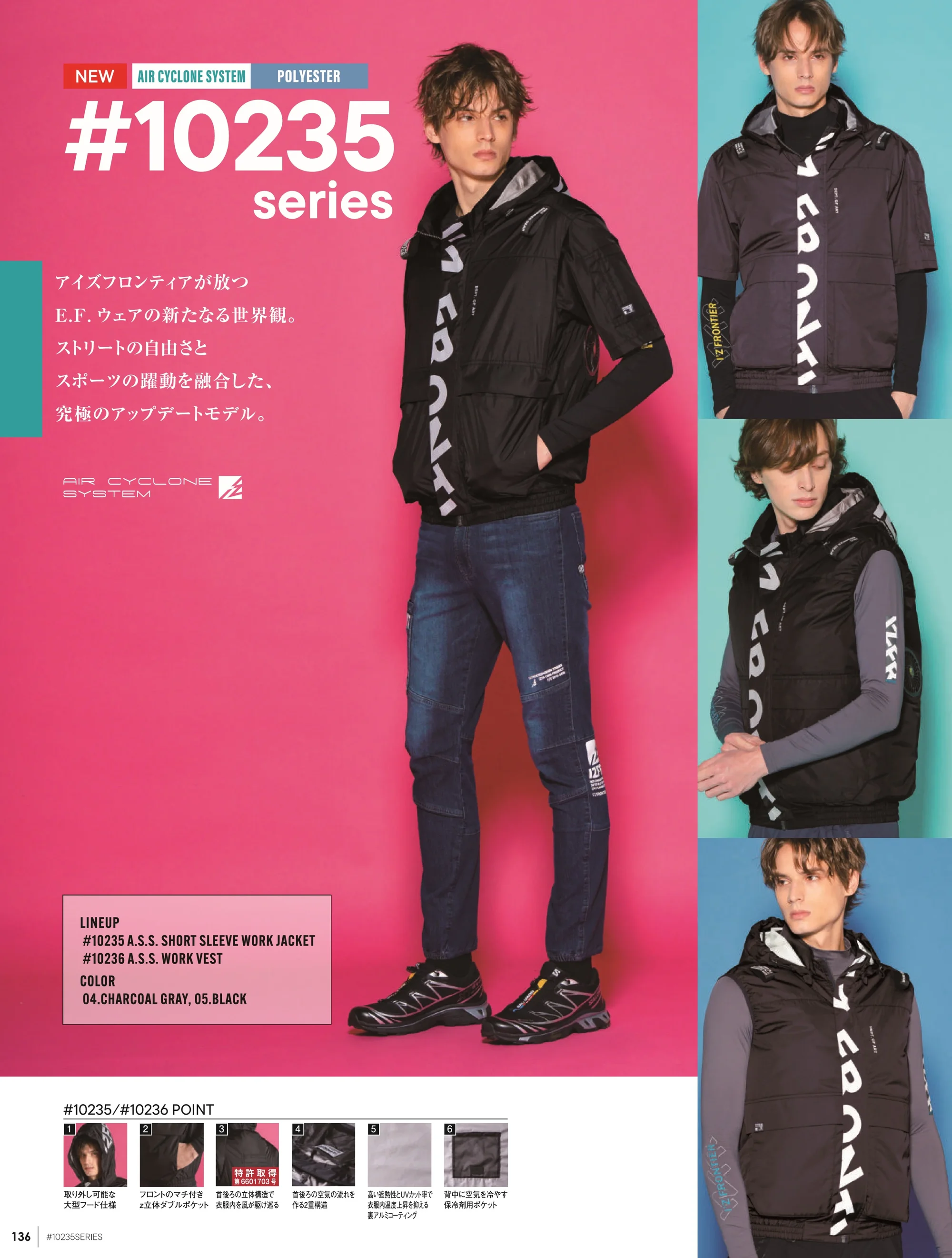 アイズフロンティア 10235 A.S.S.半袖ワークジャケット（ファン・バッテリー別売） 関連情報 カタログ 136ページ