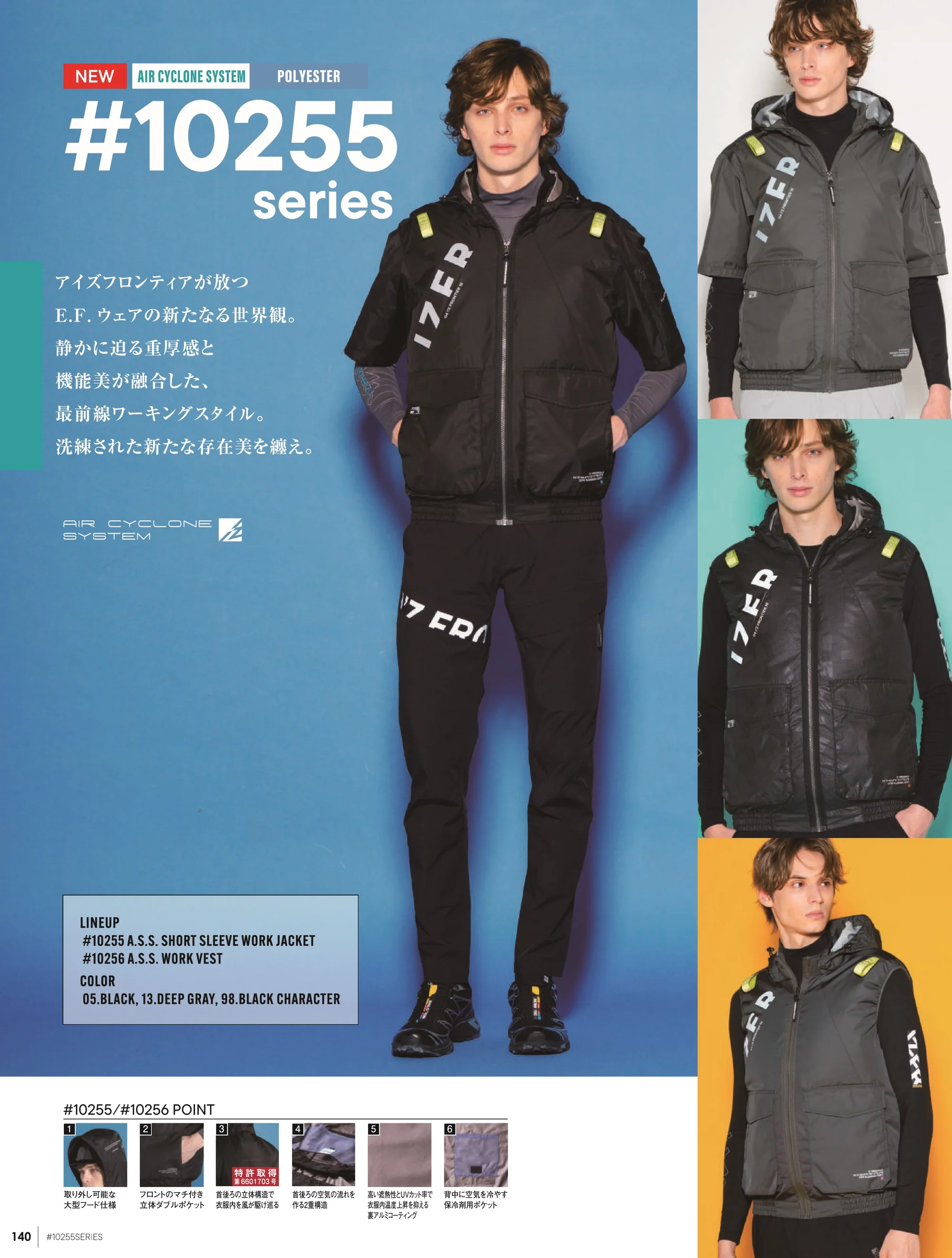 アイズフロンティア 10255 A.S.S.半袖ワークジャケット（ファン・バッテリー別売） 関連情報 カタログ 140ページ
