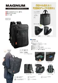 平野 42604 MAGNUM ビジネス2本手仕切り付リュック 関連情報 カタログ 1101ページ