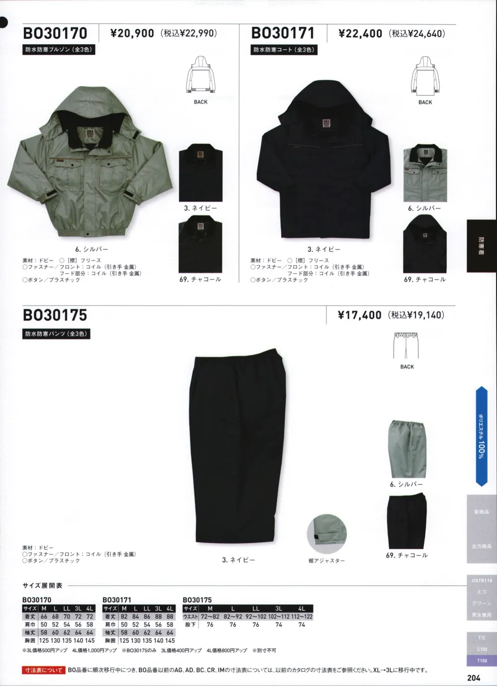 高級素材使用ブランド 作業服 作業着 ワークウェア サンエス 30171