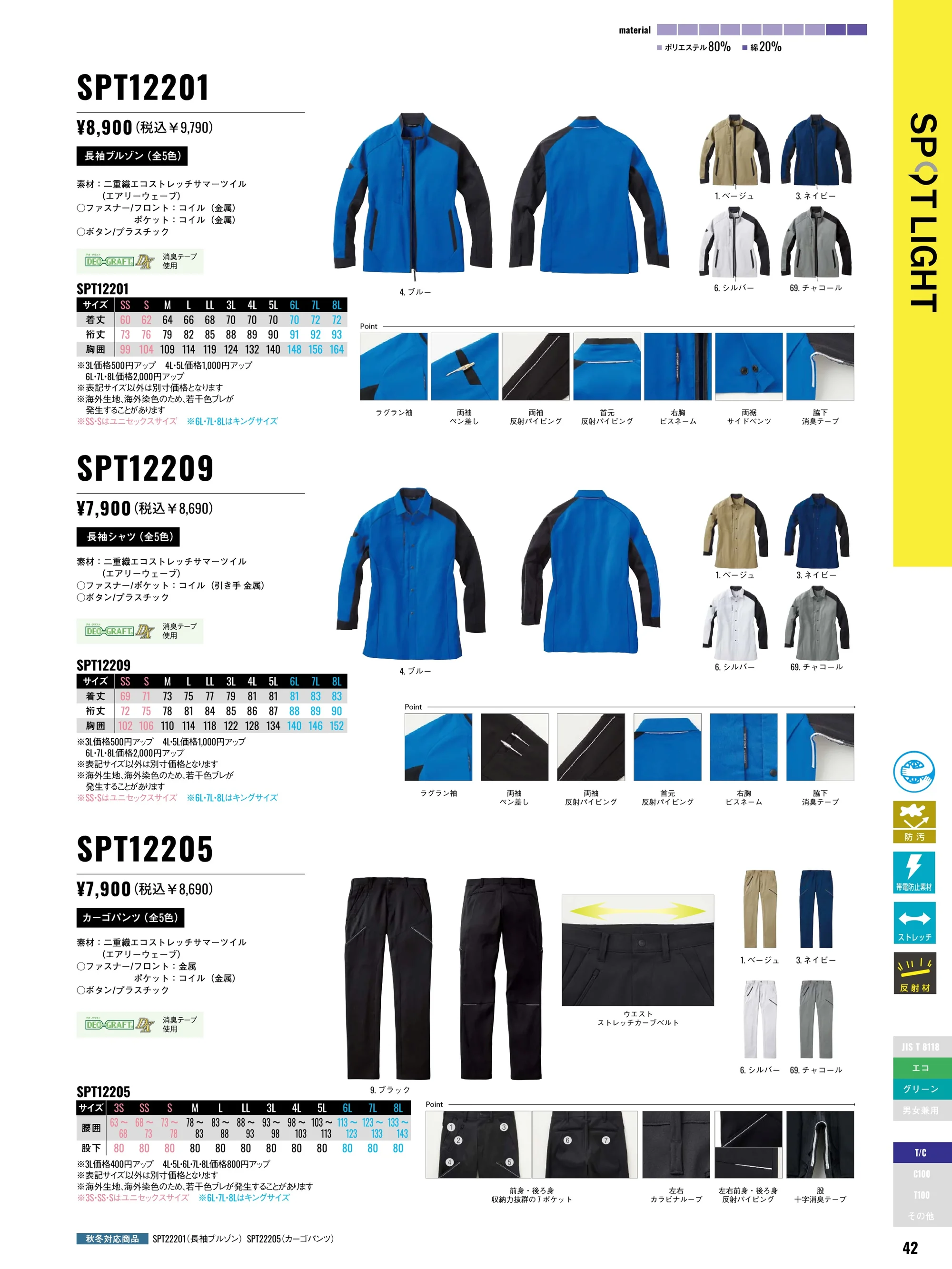 サンエス SPT12205 カーゴパンツ 関連情報 カタログ 42ページ