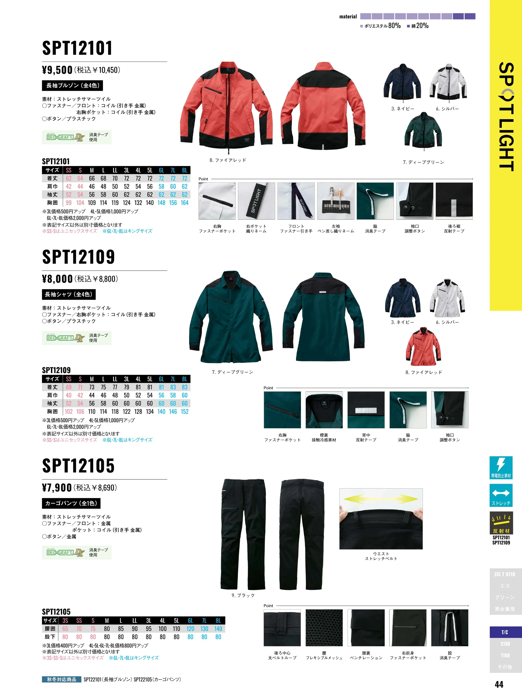 サンエス SPT12105 カーゴパンツ 関連情報 カタログ 44ページ