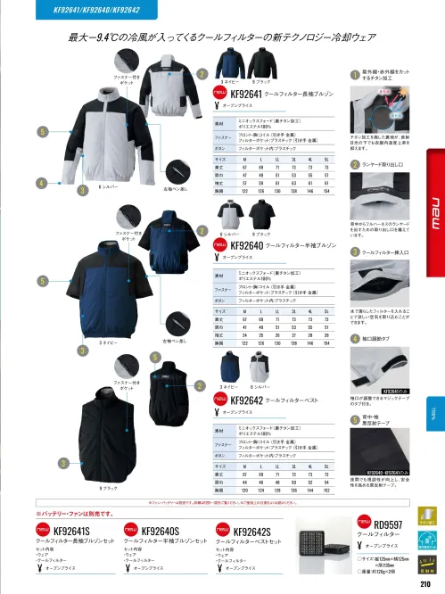 作業服JP クールフィルター半袖ブルゾンセット FZN 空調風神服
