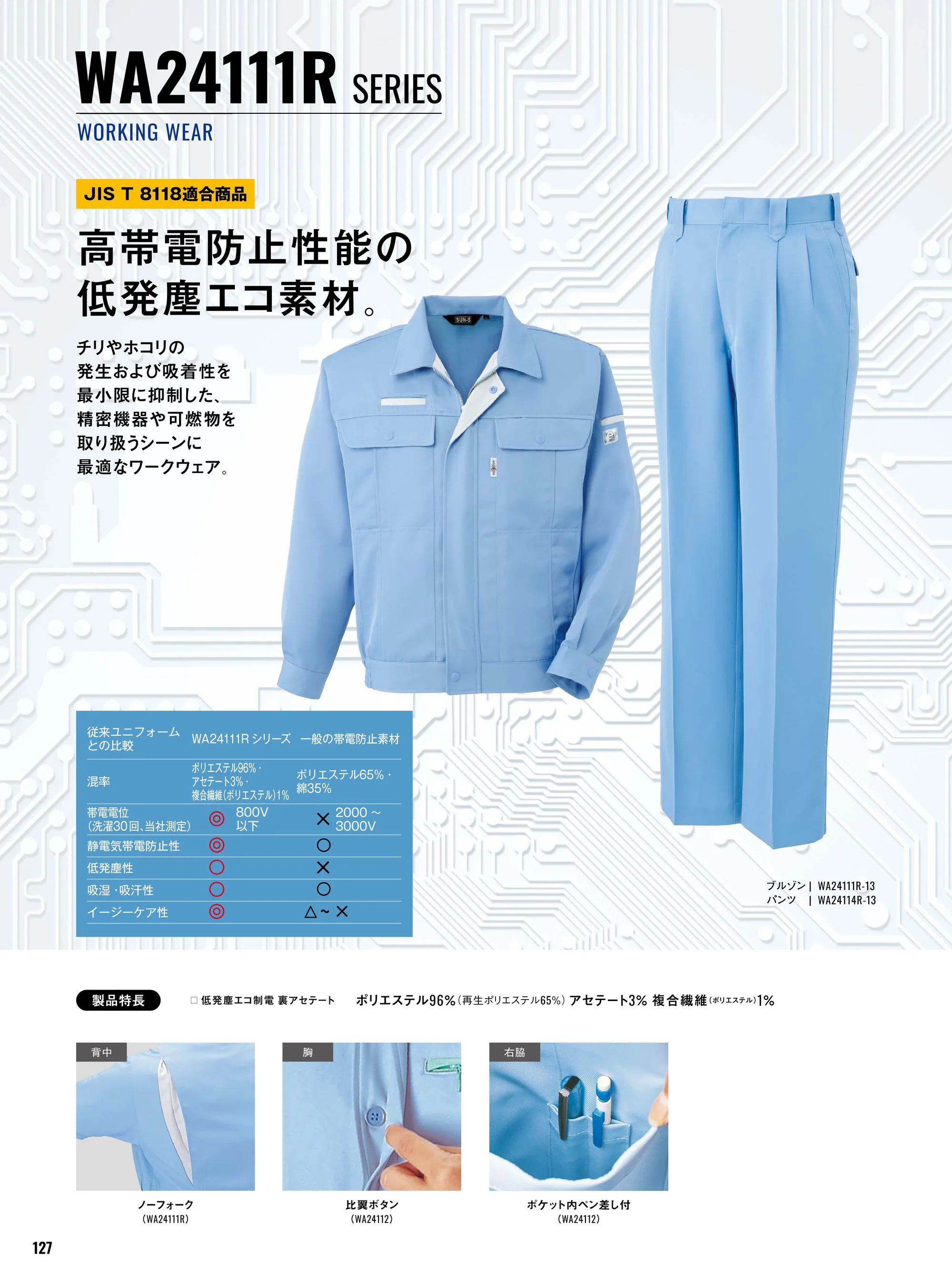サンエス WA24118R レディースツータックパンツ 関連情報 カタログ 127ページ