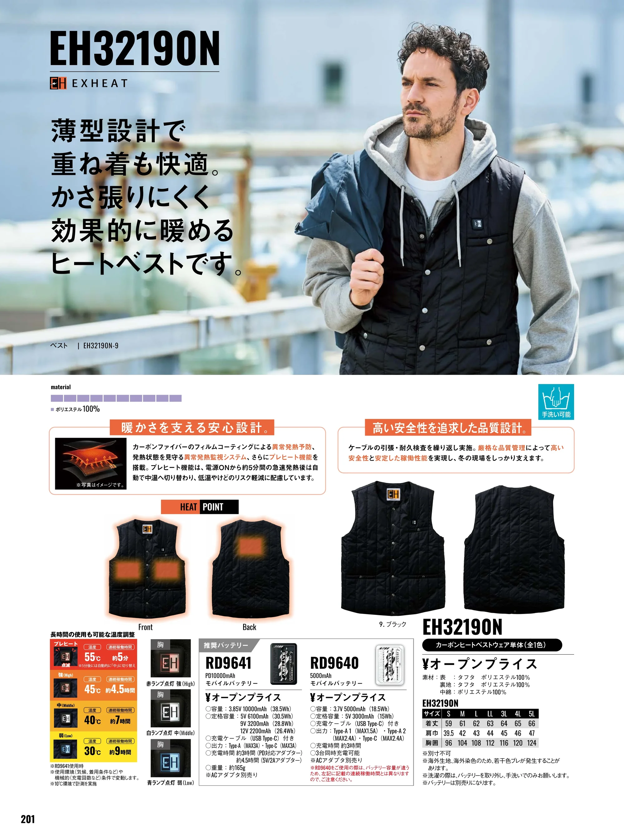 サンエス EH32480 カーボンヒートプルオーバー 関連情報 カタログ 201ページ