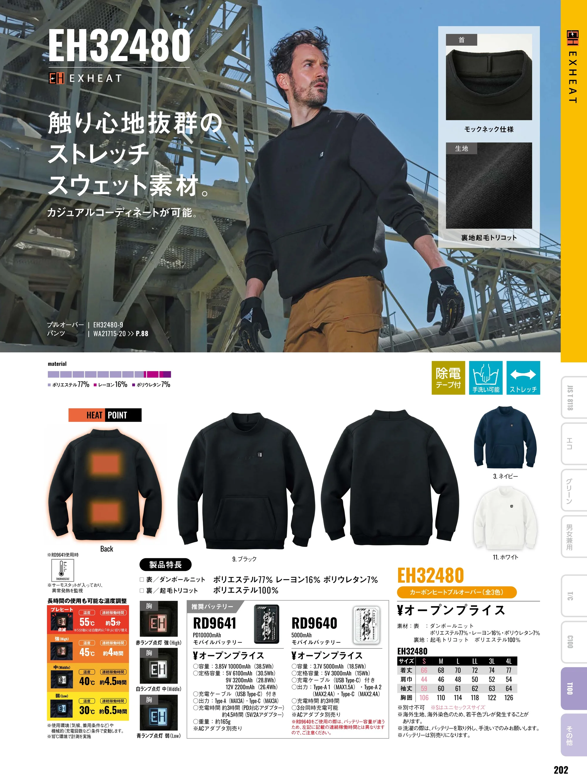 サンエス EH32480 カーボンヒートプルオーバー 関連情報 カタログ 202ページ