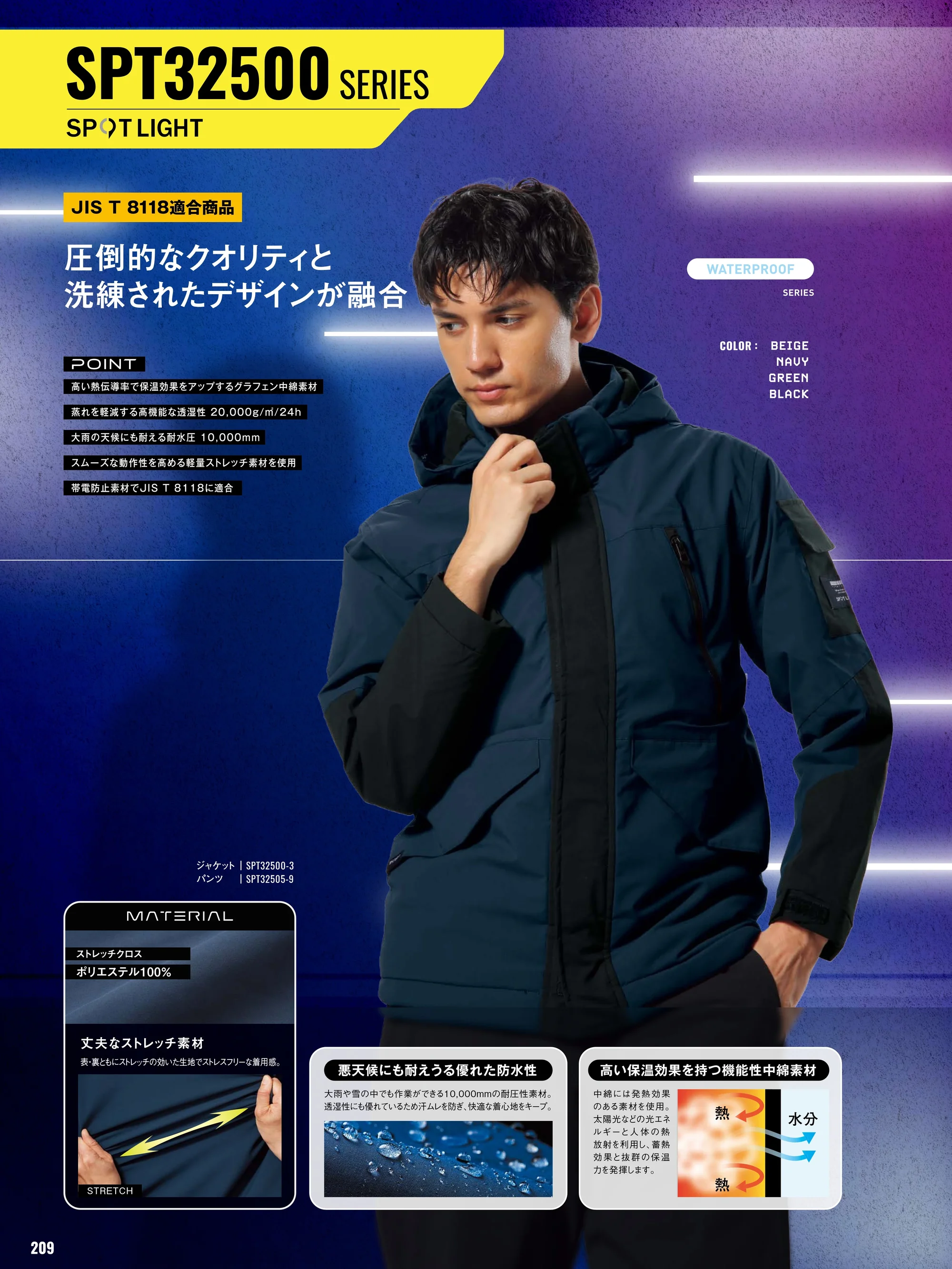 サンエス SPT32500 防水防寒ジャケット 関連情報 カタログ 209ページ