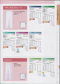 住商モンブラン 73-1267 ナースパンツ（ゆったりタイプ） 制電交織タッサータテ糸の密度をヨコ糸の密度より高くして、ヨコ方向に畝を出した、微かな凹凸間が上品な印象の素材。タテとヨコで違う種類の糸を使った交織でとても丈夫で、耐久性があります。また、まとわりつきの原因である静電気を空気に逃がす制電仕様なので、着用時も気にならず、着脱も気持ちよく行えます。ポリエステル85％、綿15％のソフトな肌ざわりで軽やかな着心地も魅力です。 関連情報 カタログ 281ページ