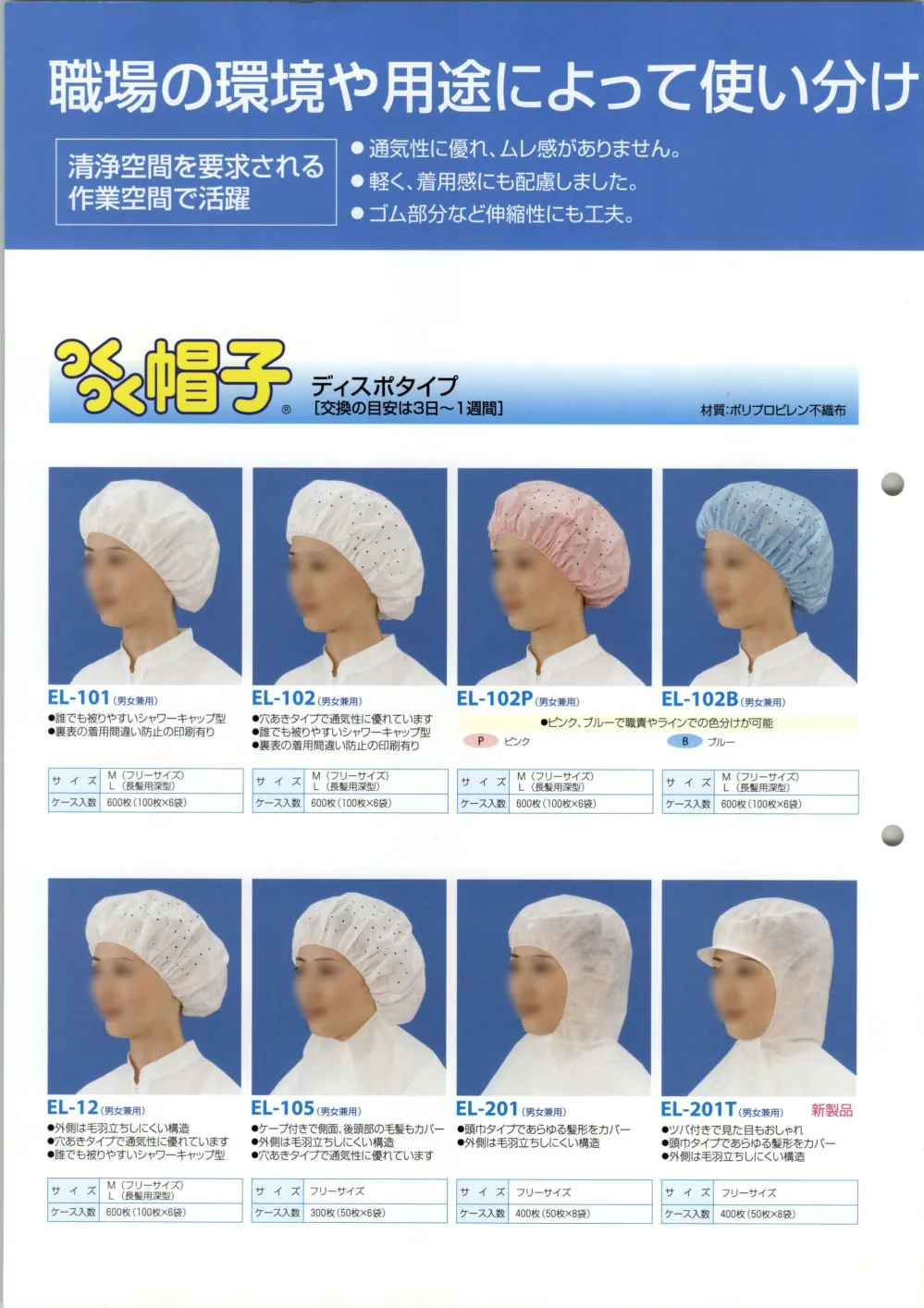 ユニフォーム1 日本メディカルプロダクツのキャップ 帽子 El 101