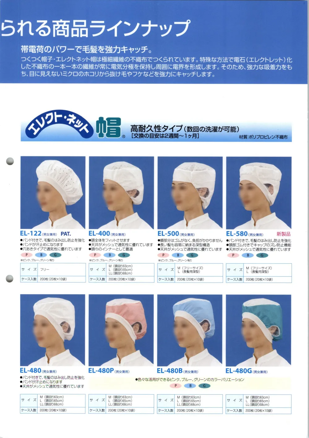 ユニフォーム1 日本メディカルプロダクツのキャップ 帽子 El 101