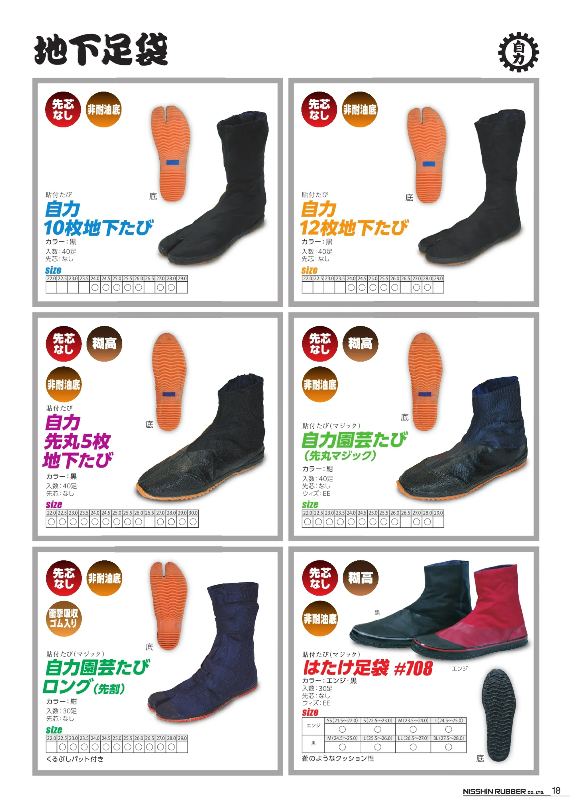 日進ゴム TABI-A 自力3枚地下たび 関連情報 カタログ 18ページ