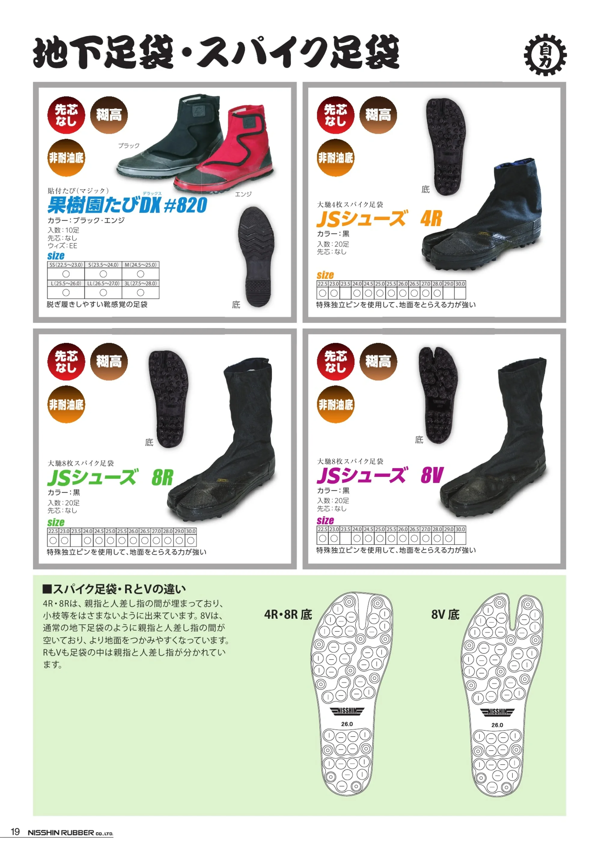 日進ゴム JS-4R JSシューズ 4R 関連情報 カタログ 19ページ