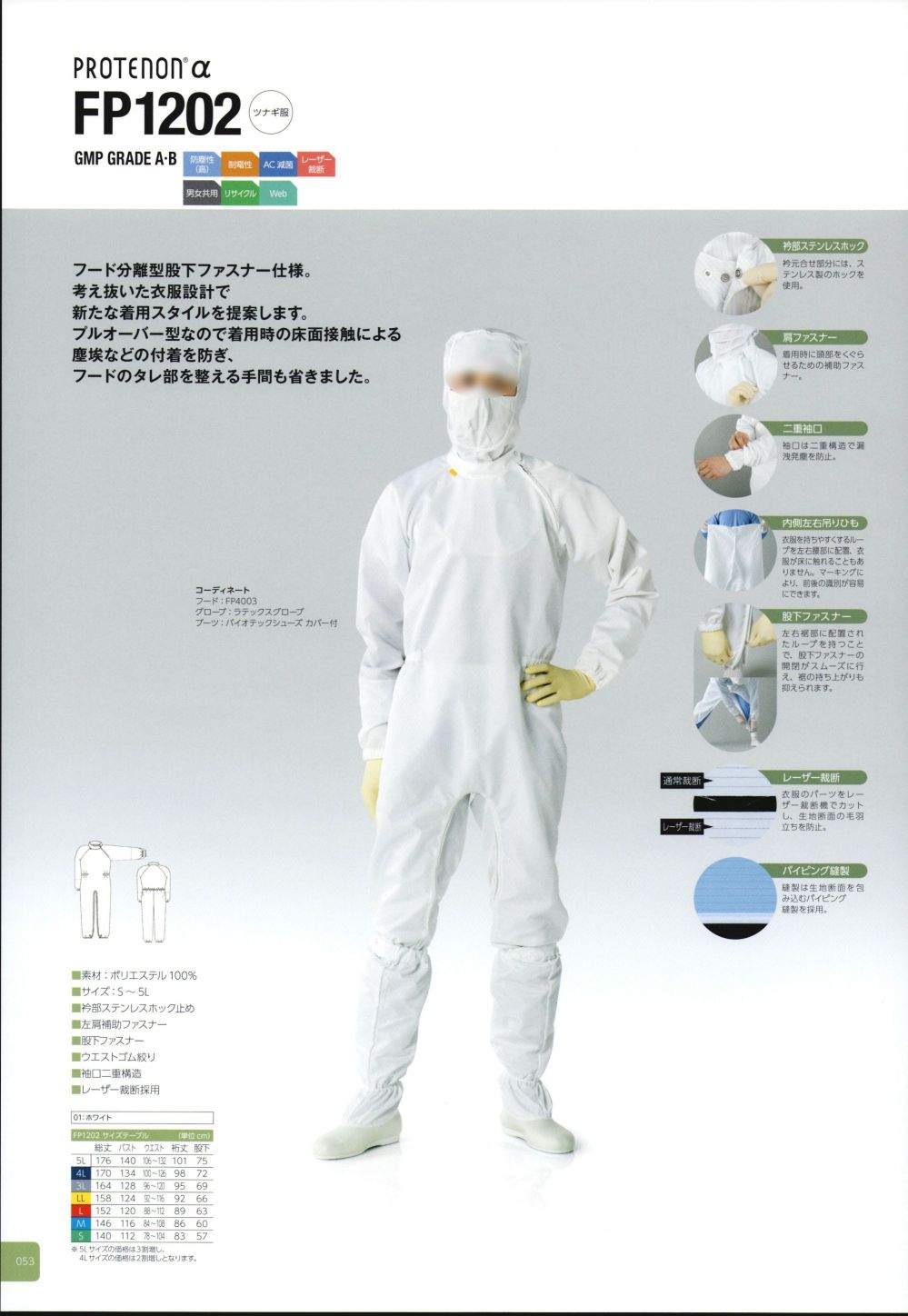 日本製紙クレシア（株） クリーンガードA40 化学防護服 [XL 25枚/箱]