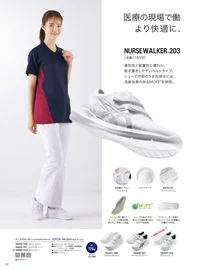 アシックス 1A032-102 NURSEWALKER203（ナースウォーカー203） アシックス ナースウォーカー医療・介護現場で働く足に、スポーツ科学のテクノロジー通気性と軽量性に優れた、脱ぎ履きしやすいベルトタイプ。つま先上部には、消臭効果のあるMOFFを使用。アシックスオリジナルハイブリッドソール採用で軽量性を実現。●通気性さわやかで快適なアッパー仕様新鮮な空気を取り入れるアッパーメッシュ窓で、シューズ内のムレを軽減し、快適に保ちます。●ウォッシャブル汚れてもお手入れ簡単丸洗い手洗いできる人工皮革アッパーだからお手入れも簡単で清潔さを保ちます。●つま先タイプ 人差し指が長い方にも履きやすいラウンドタイプです。●ベルトフィッティング脱ぎ履きしやすいベルトタイプです。●ウィズフィッティングワイド（3E相当）※この商品はご注文後のキャンセル、返品及び交換は出来ませんのでご注意下さい。※なお、この商品のお支払方法は、前払いにて承り、ご入金確認後の手配となります。  関連情報 カタログ 62ページ