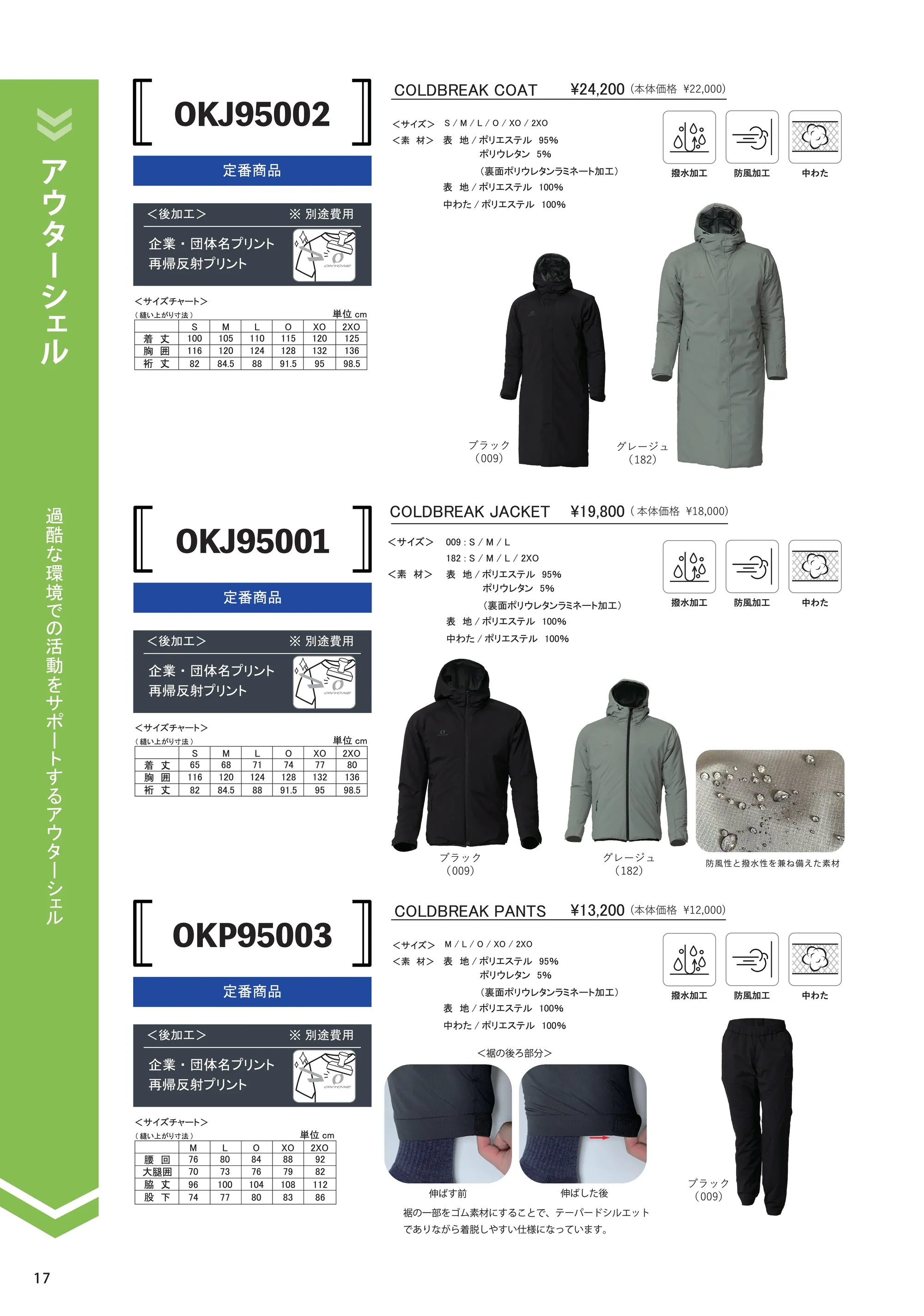 オンヨネ OKP95003 COLDBREAK PANTS 関連情報 カタログ 17ページ